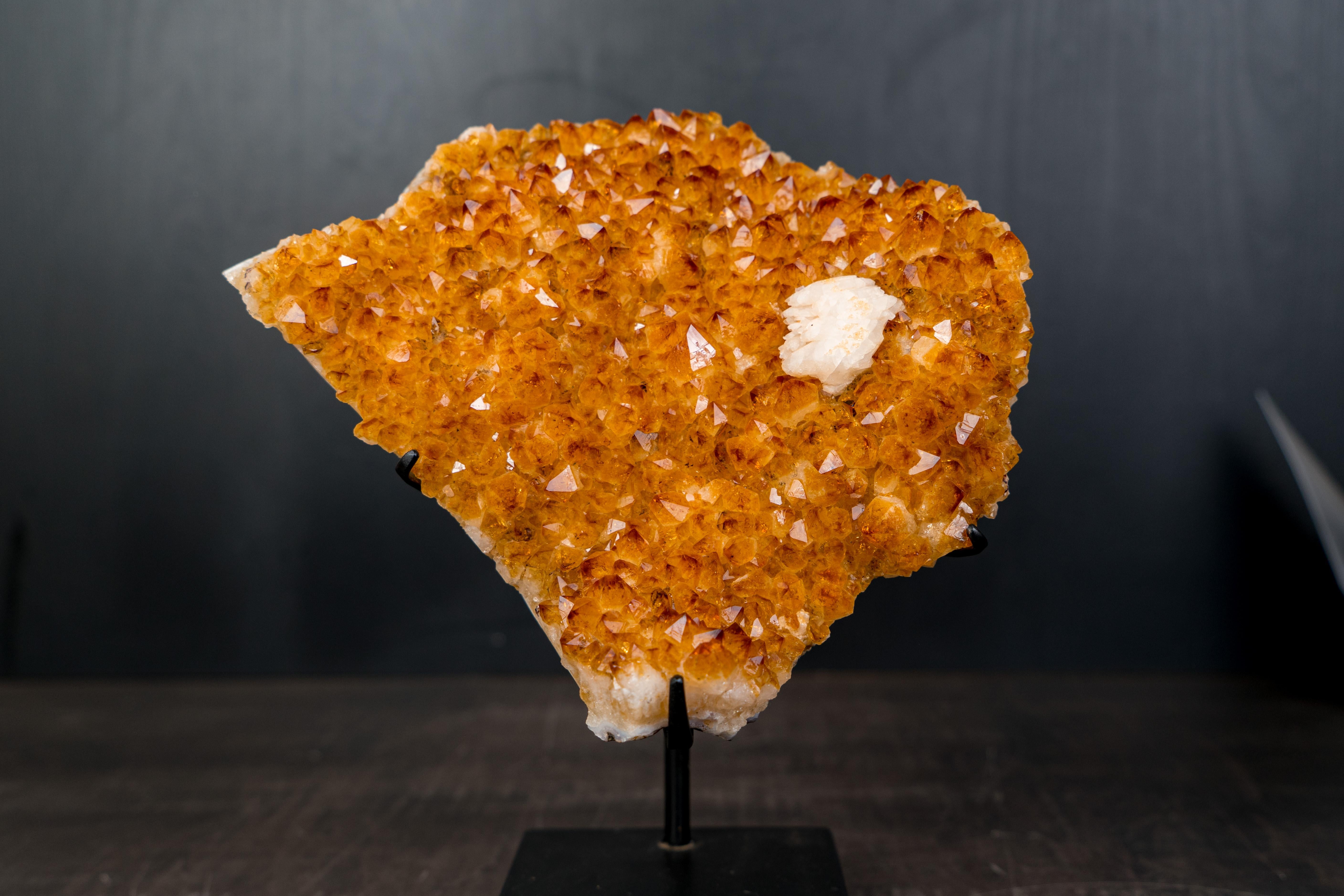 XXI secolo e contemporaneo Small Citrine Cluster with Rich Golden-Orange Druzy in vendita