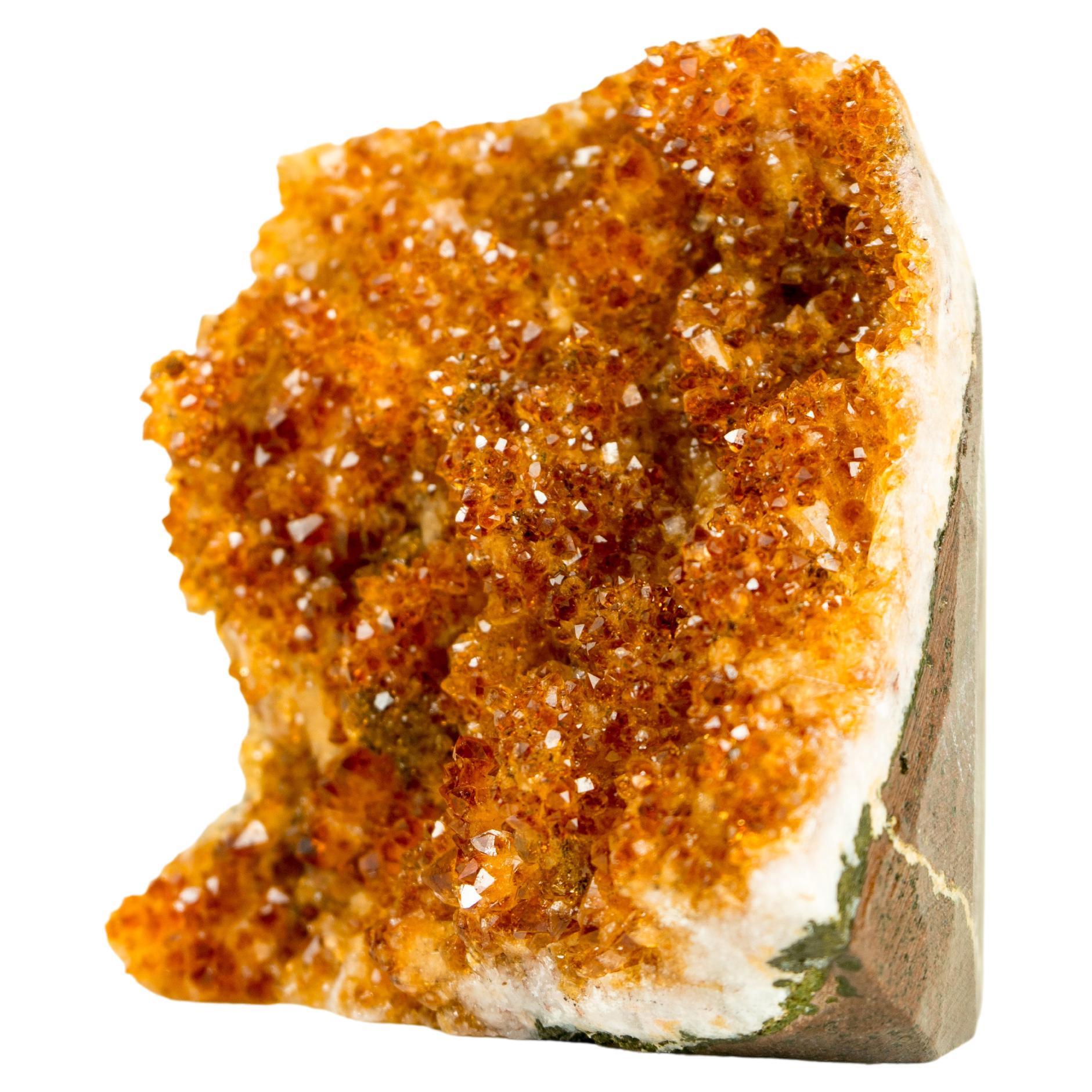 Small Citrine Crystal Cluster with Deep Orange Druzy and Rare Flower Formation