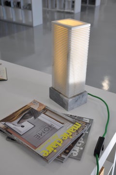 Small City Lamp in Grey Bardiglio and White Carrara Marble