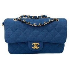 Small Classic Chanel Blue Denim Bag