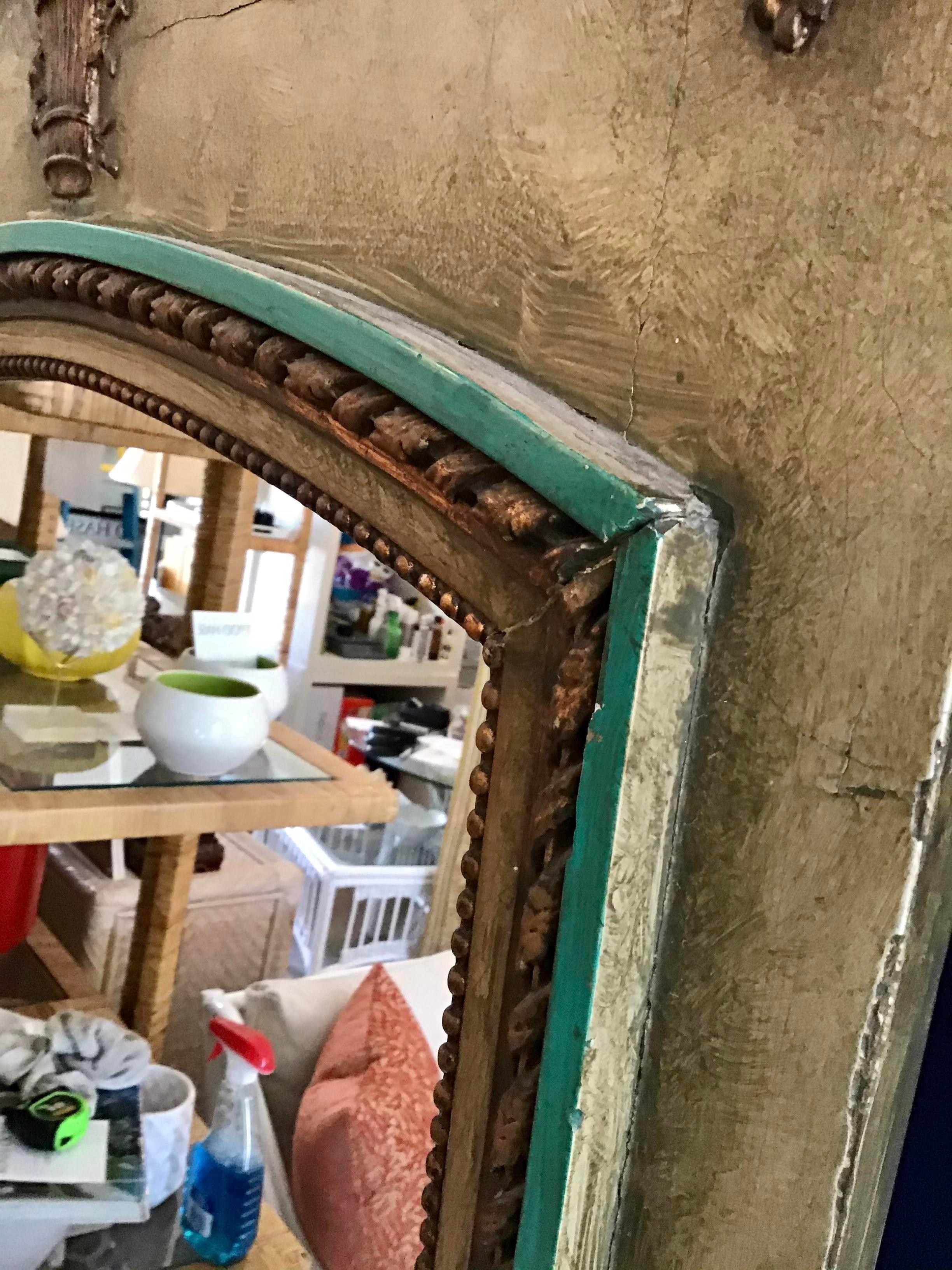 Small Classic French Boiserie Mirror in Original Painted Finish 1