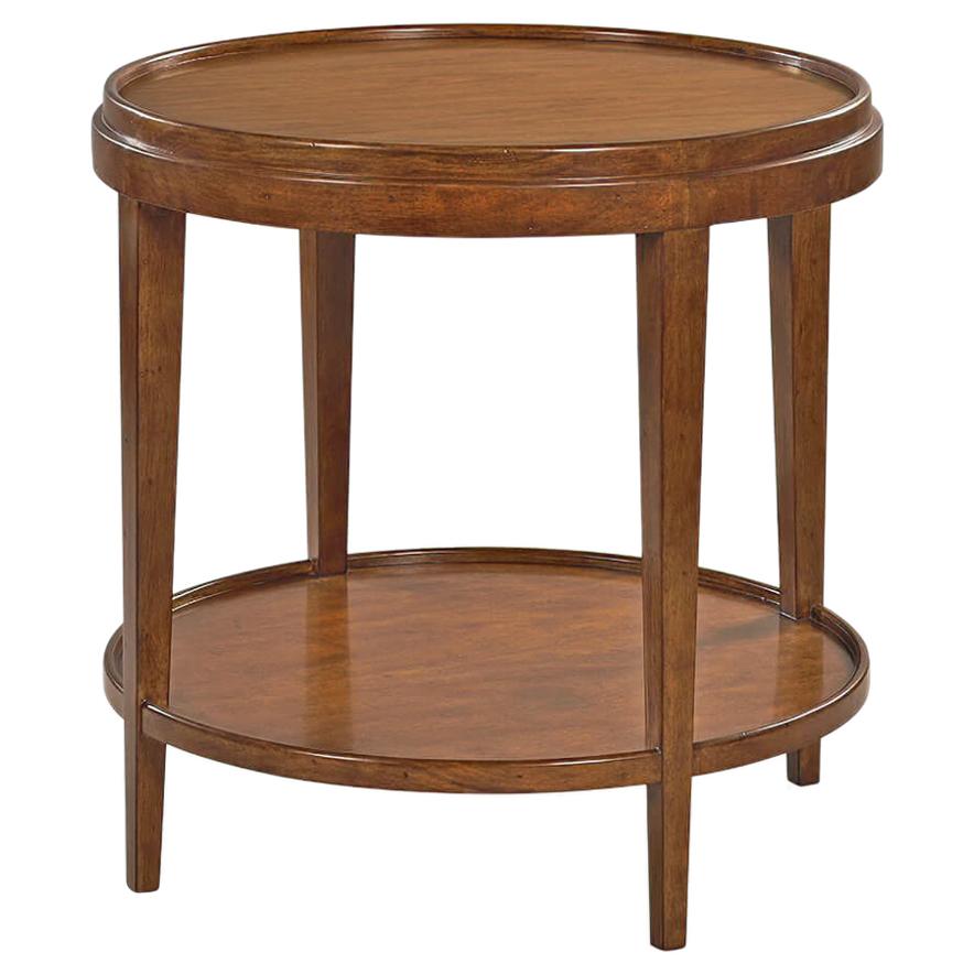 Small Classic Round End Table, Walnut For Sale