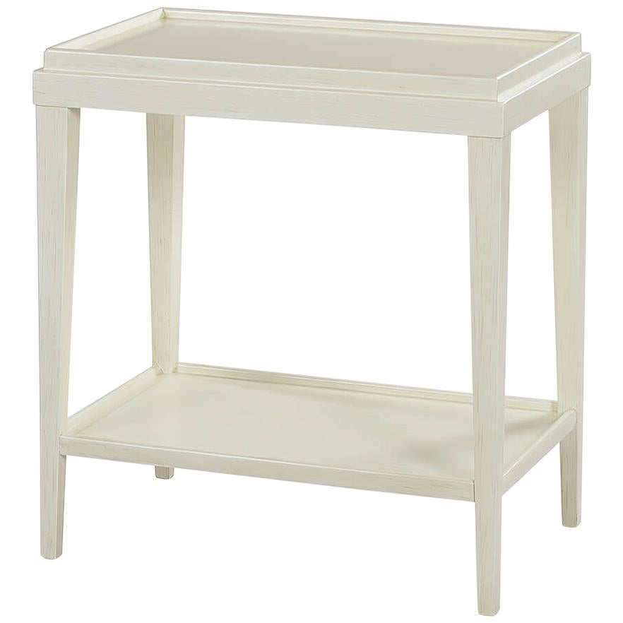 Small Classic Two-Tier Side Table, Drift White For Sale