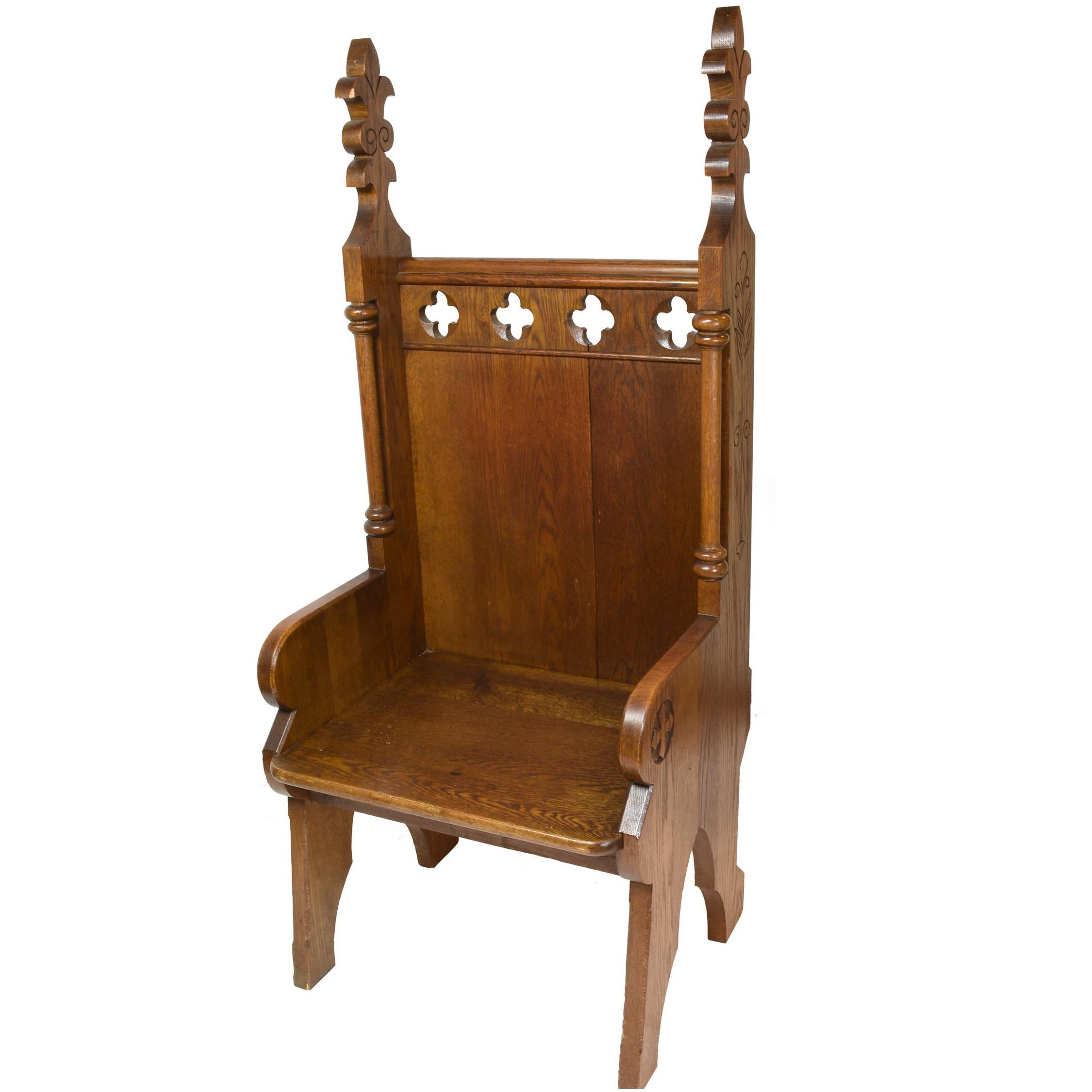 Small Clergy Chair with Carved Lilies