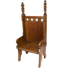 Small Clergy Chair with Carved Lilies