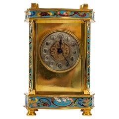 Small Cloisonné Bronze Travel Clock, Late 19th Century