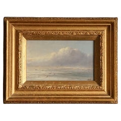 Petit paysage marin nuageux d'étude de Sir David Young Cameron, huile originale ancienne