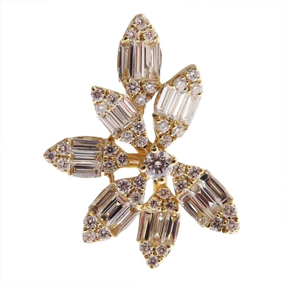 Modern Small Cluster Spike Diamond Baguette Earcrawler For Sale