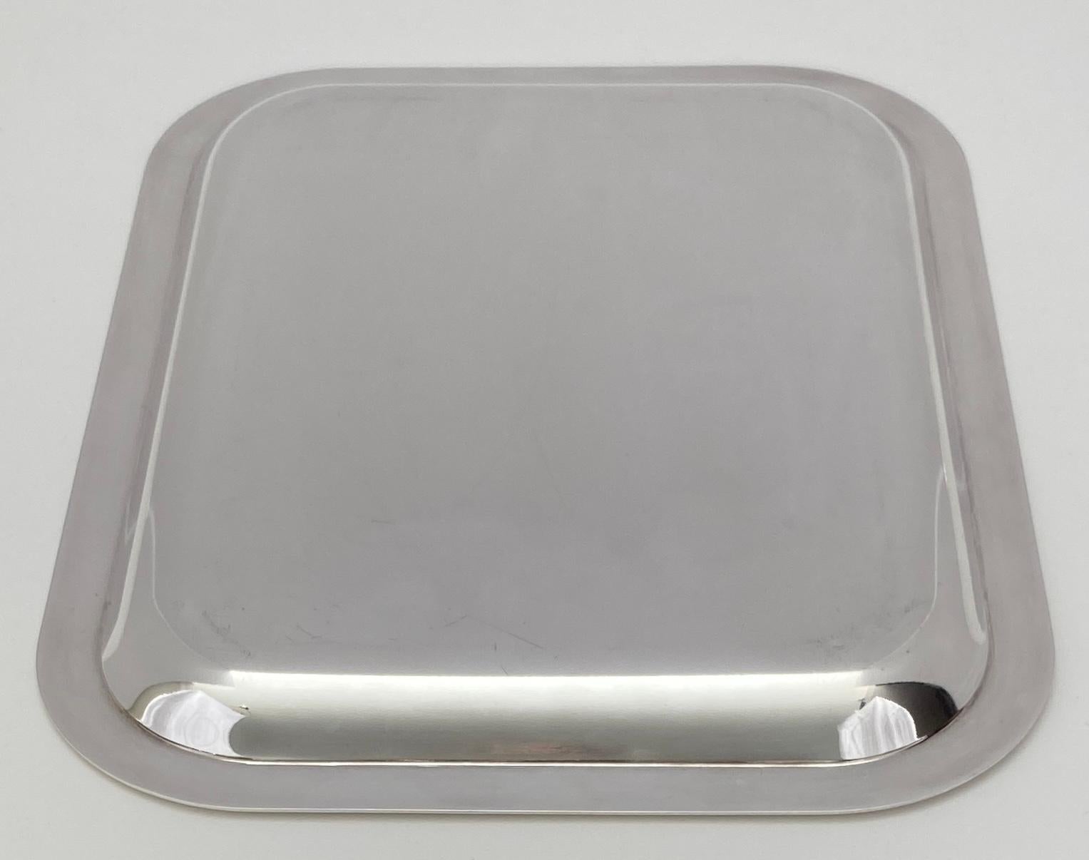 20th Century Small Cocktail Tray by Christofle, French Art Deco Silver Plated Serving Tray For Sale