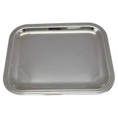 Bandeja de cóctel pequeña de Christofle, bandeja de servir francesa chapada en plata Art Déco