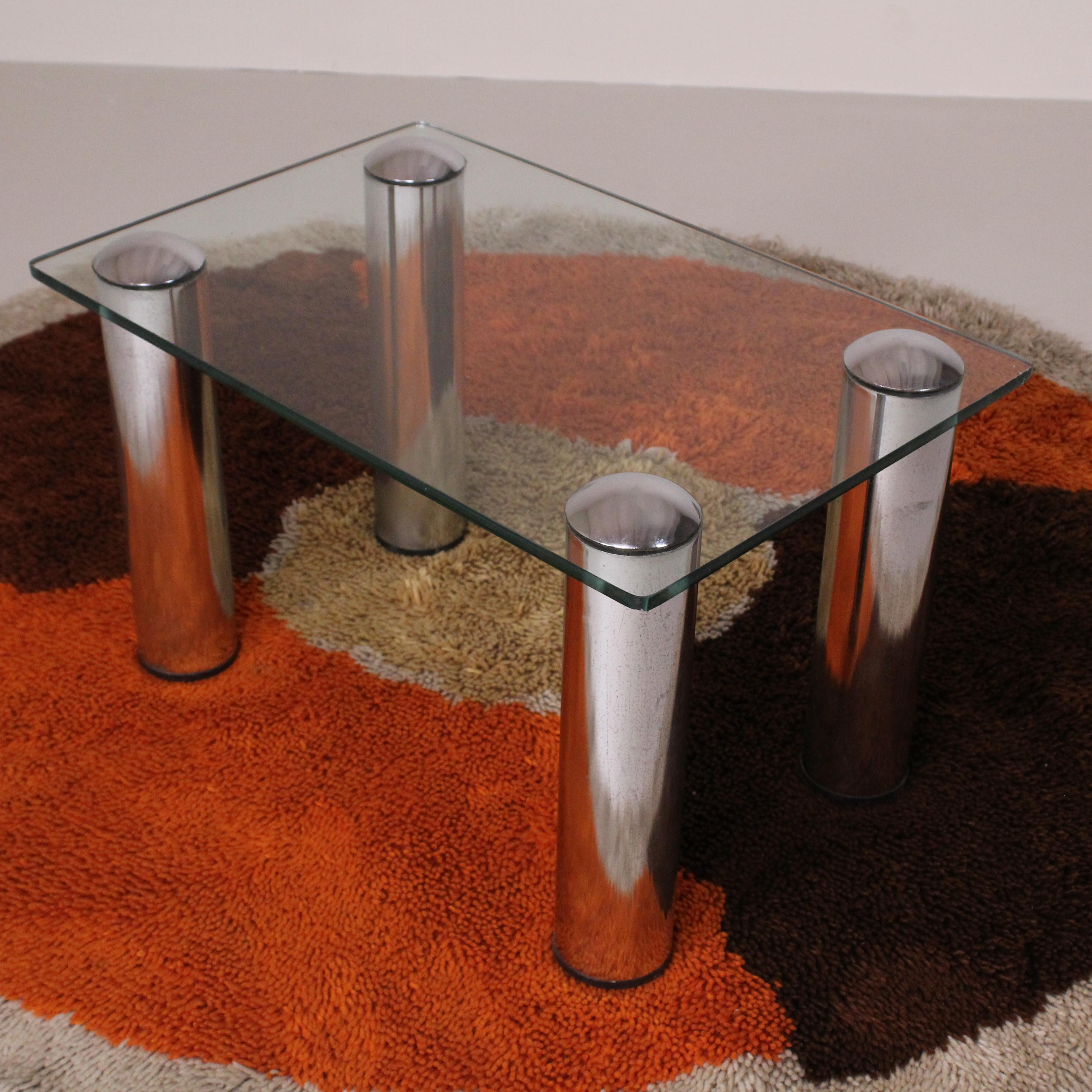 Petite table basse/table d'appoint en verre et acier en vente 4
