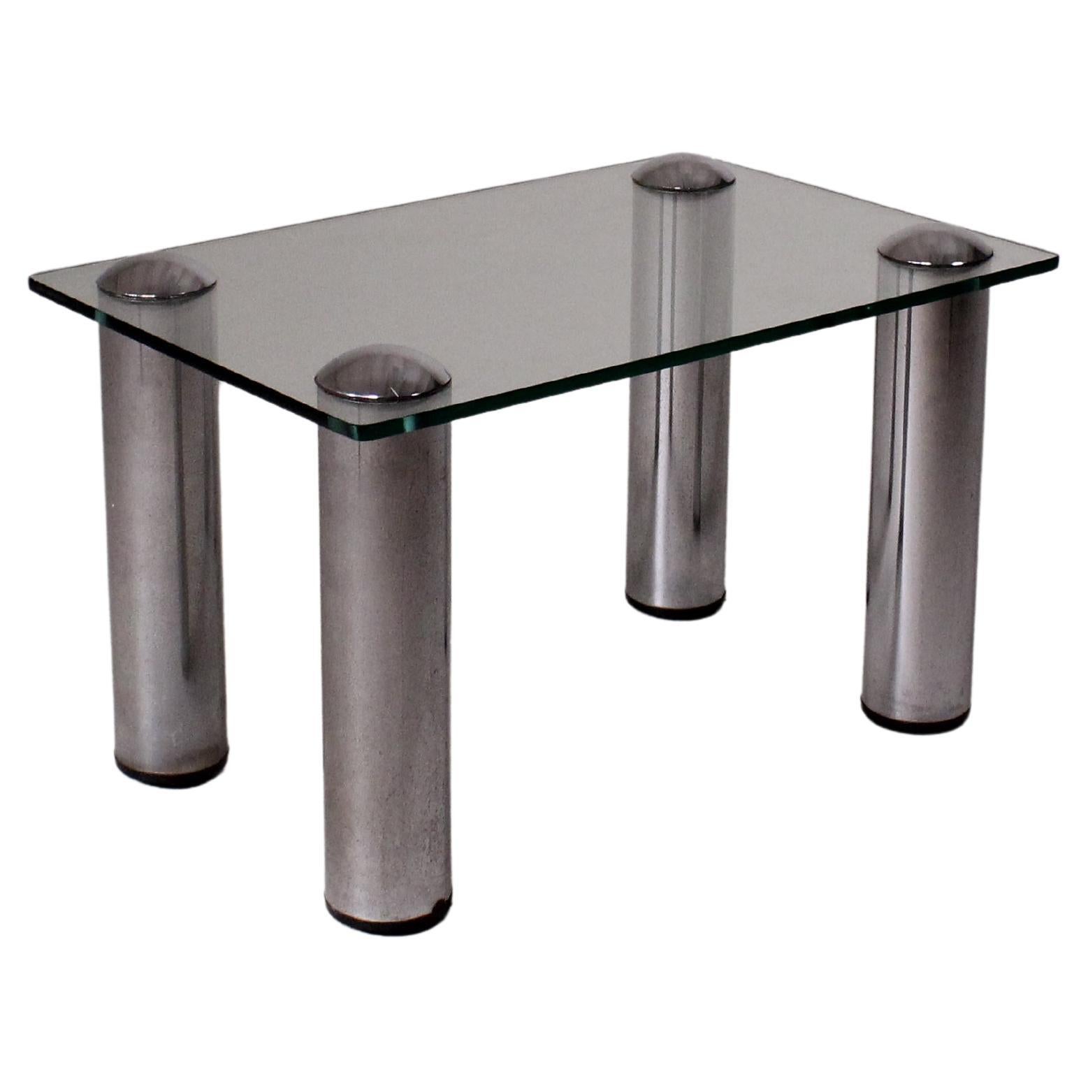 Petite table basse/table d'appoint en verre et acier en vente