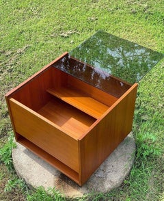 Small Coffee Table in Teak, with Glass Top
