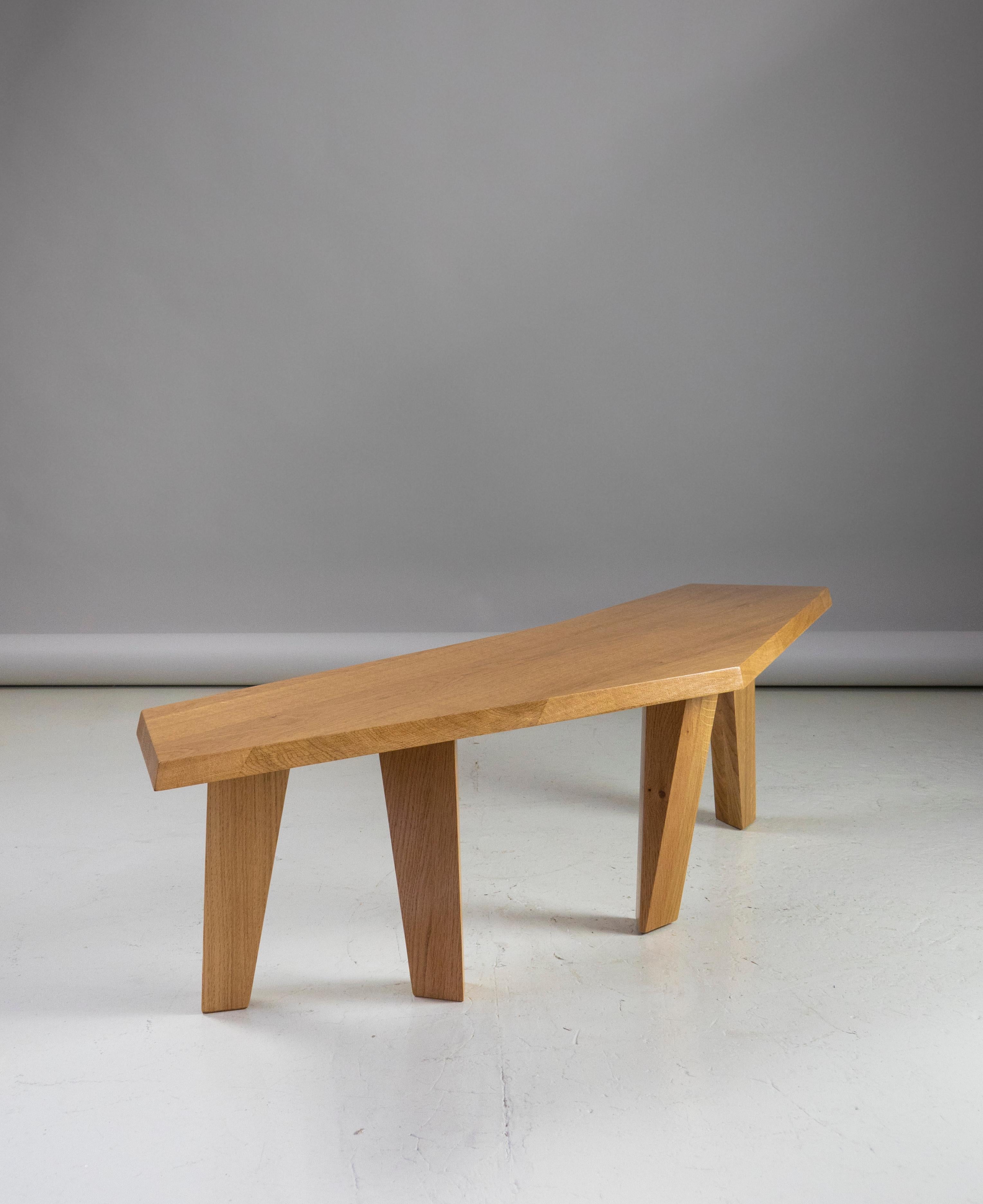 Small Coffee Table or Bench in Oak by Jacques Jarrige 