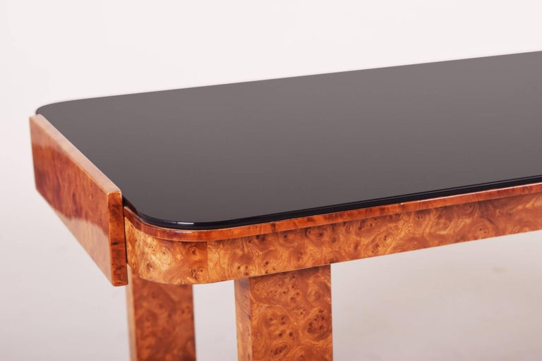 Small Coffee Table Czech Art Deco Material Walnut Black Glass For Sale At 1stdibs