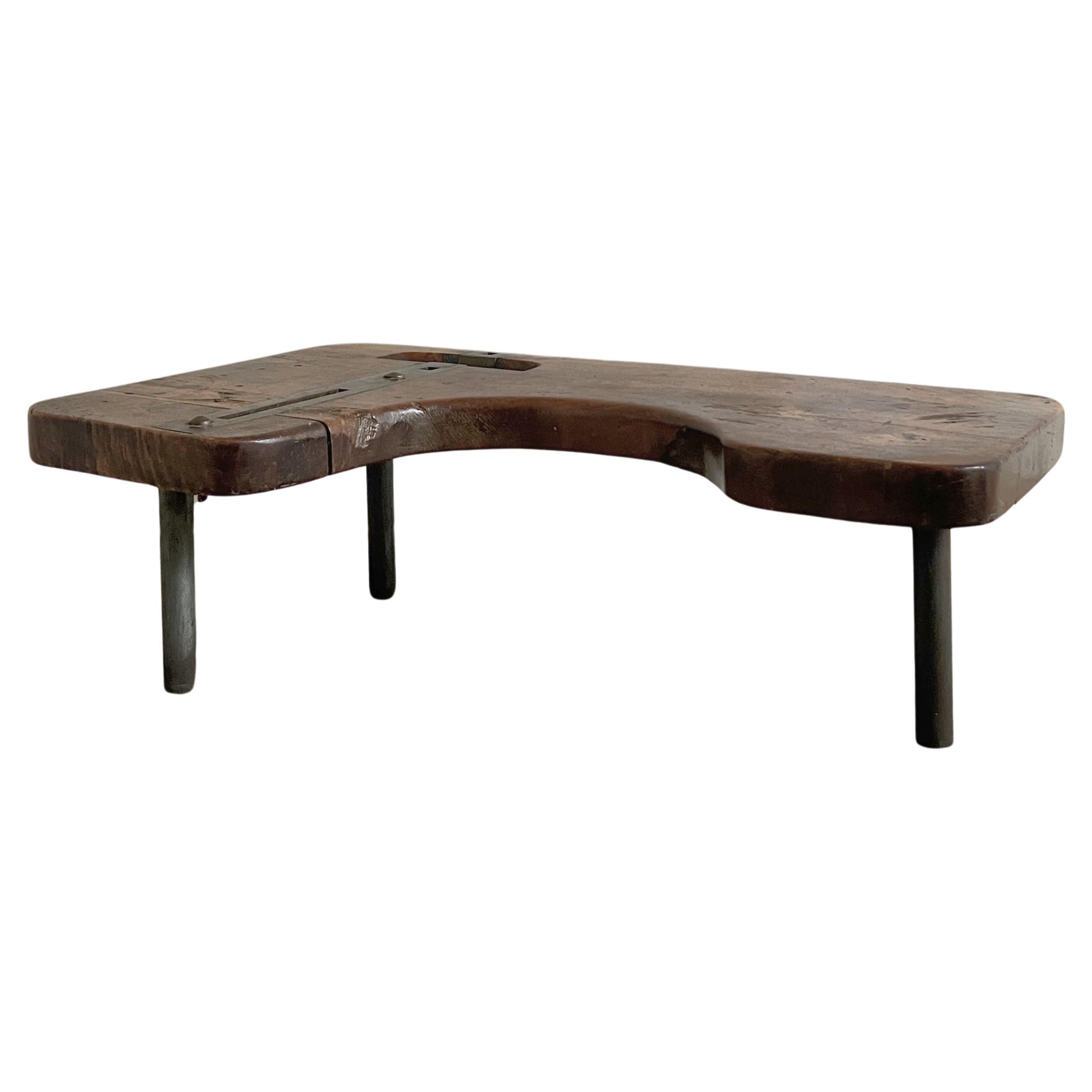 Small coffeetable sidetable with reclaimed walnut top For Sale