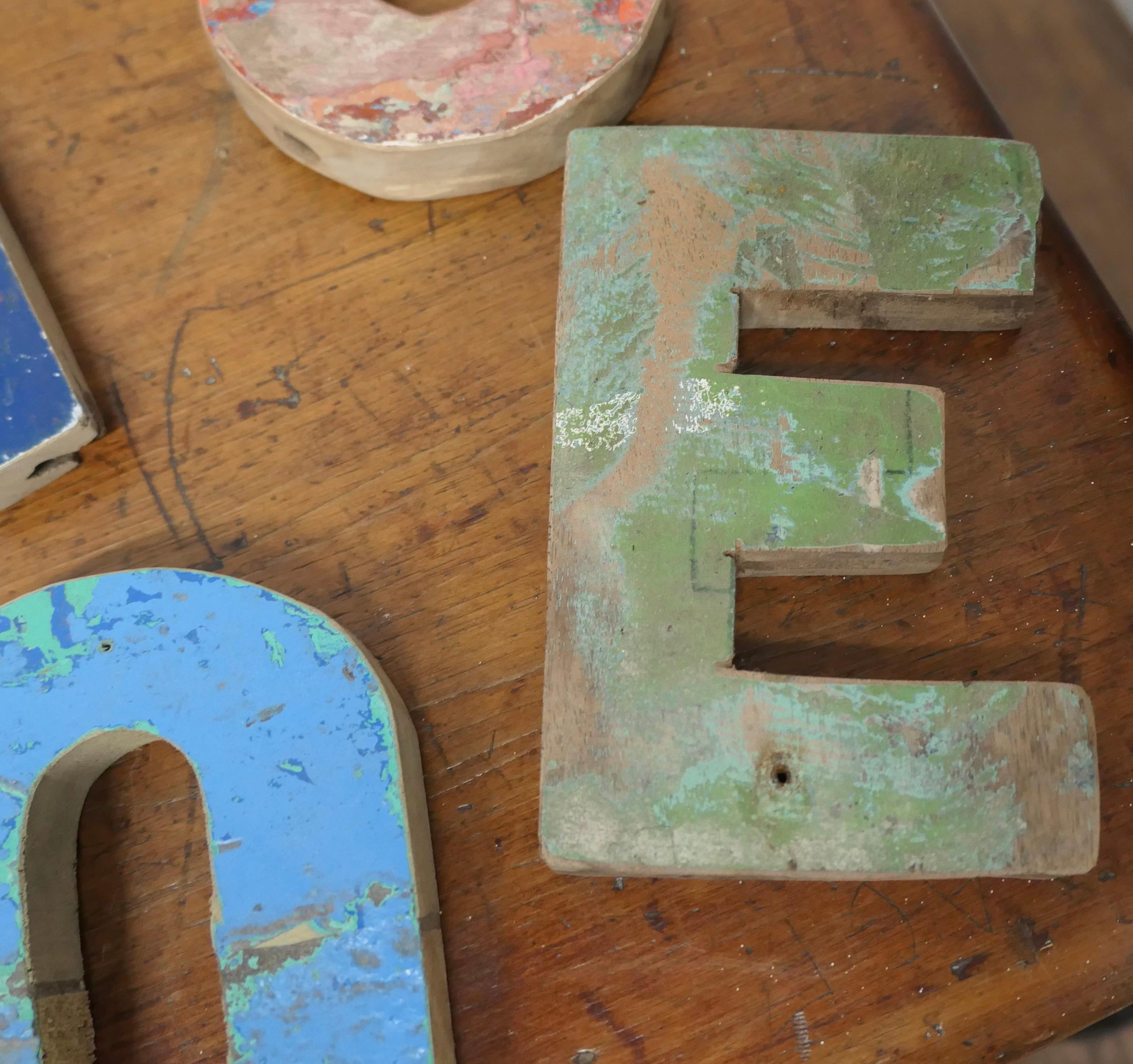 Small Collection of Folk Art Wooden Letters  A Small collection   For Sale 1
