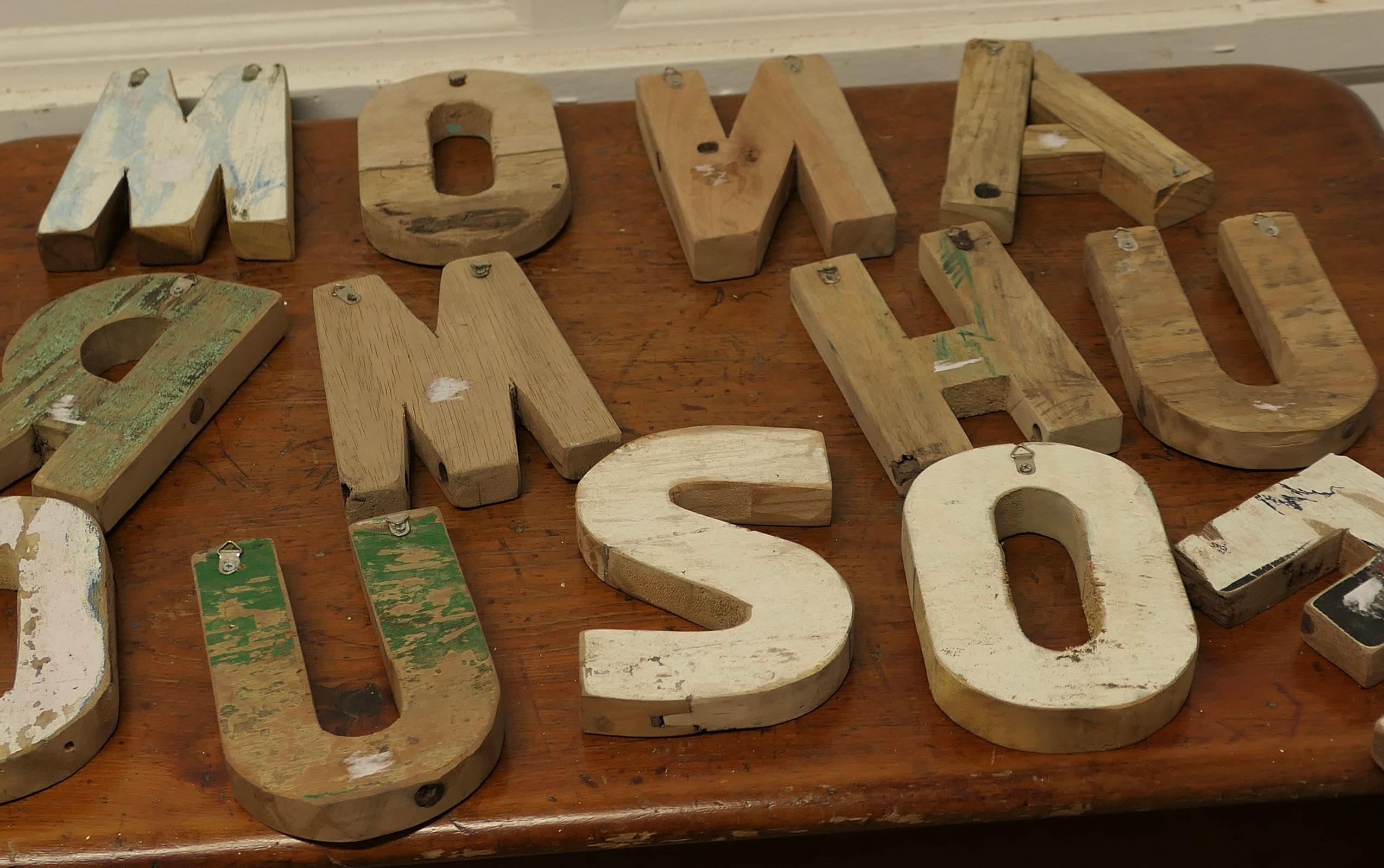 Small Collection of Folk Art Wooden Letters  A Small collection   For Sale 4