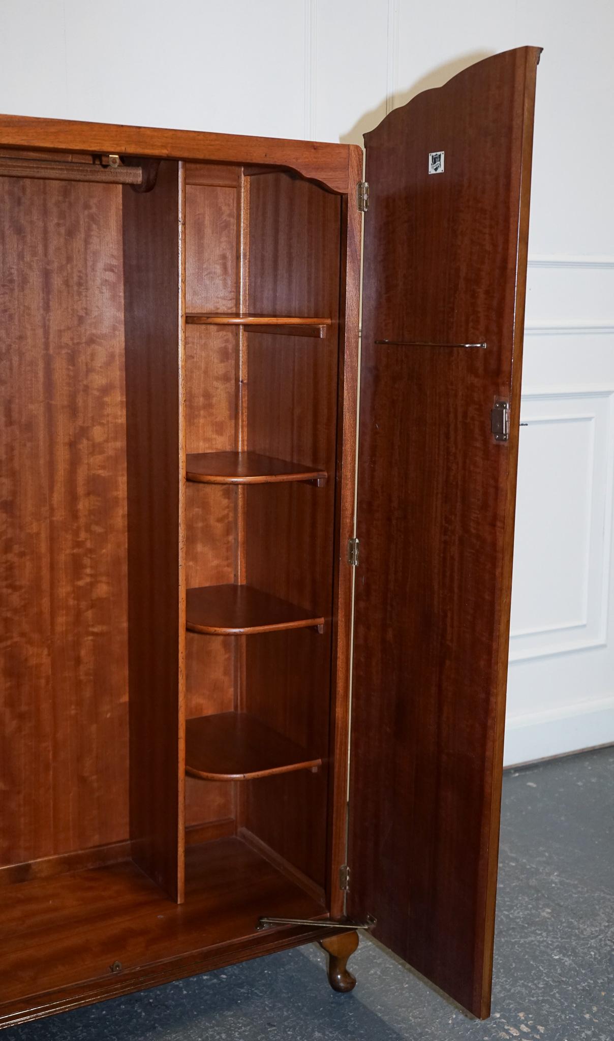SMALL & COMPACT ART DECO 1940s BURR WALNUT WARDROBE 2