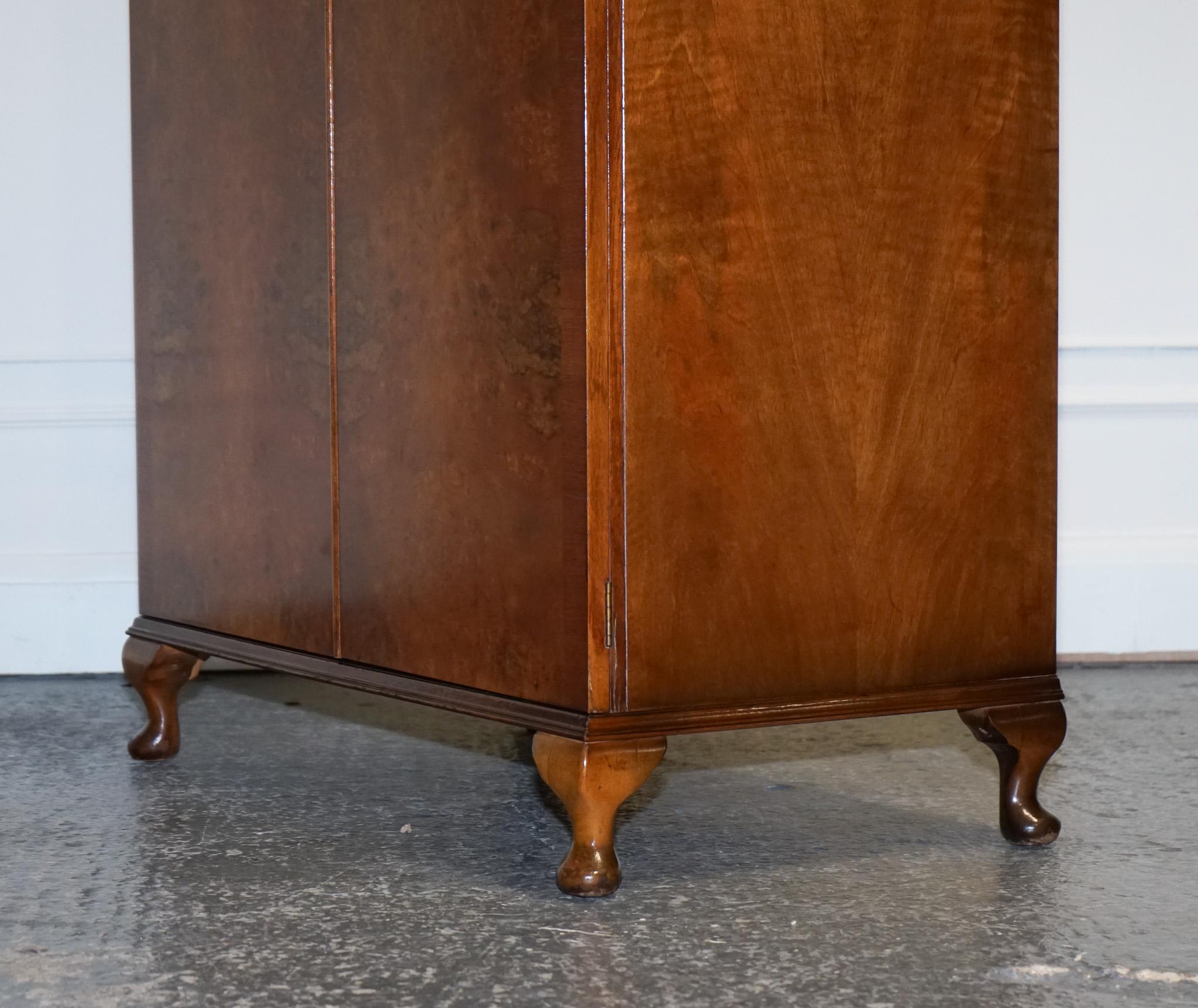 SMALL & COMPACT ART DECO 1940s BURR WALNUT WARDROBE 7
