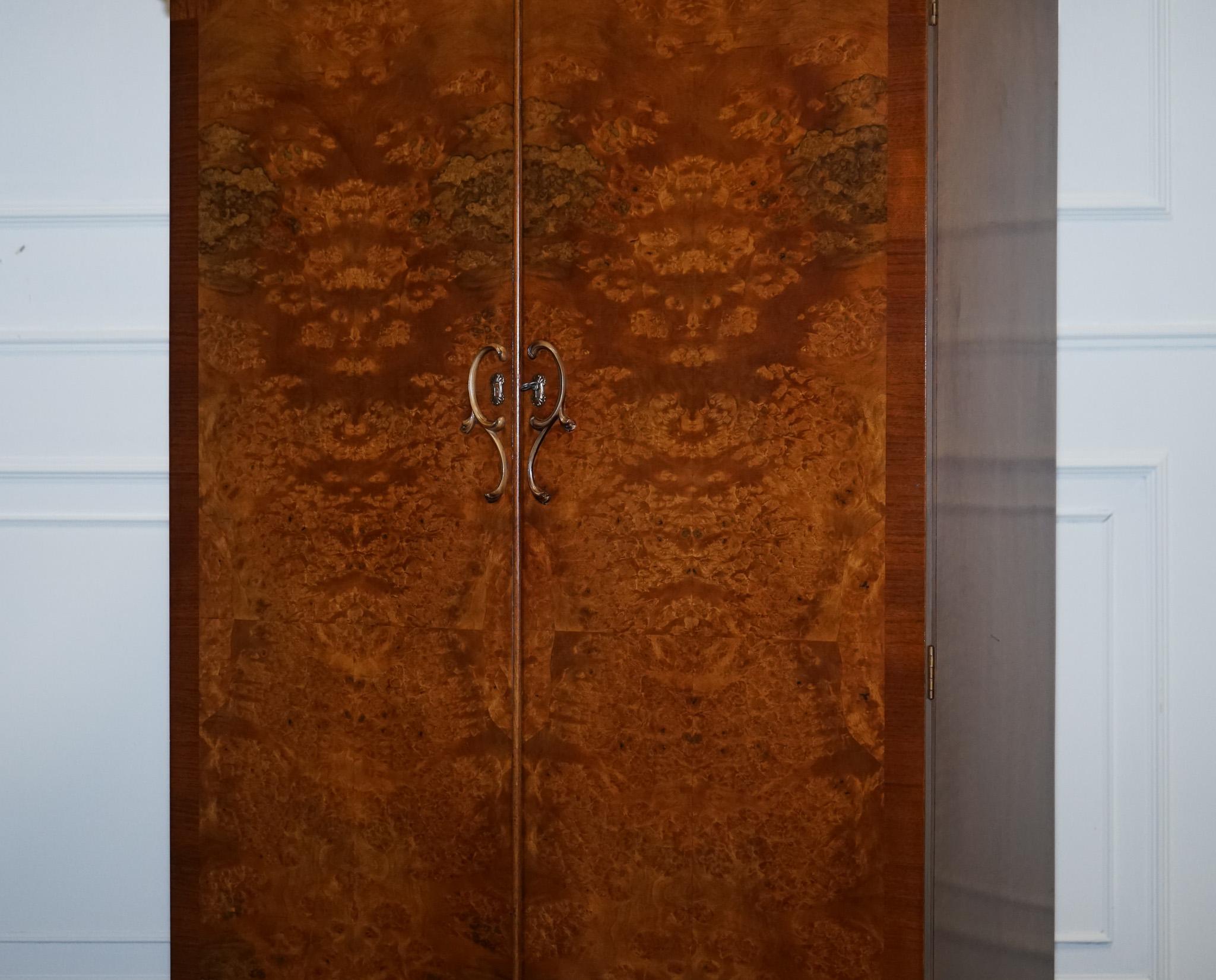 British SMALL & COMPACT ART DECO 1940s BURR WALNUT WARDROBE