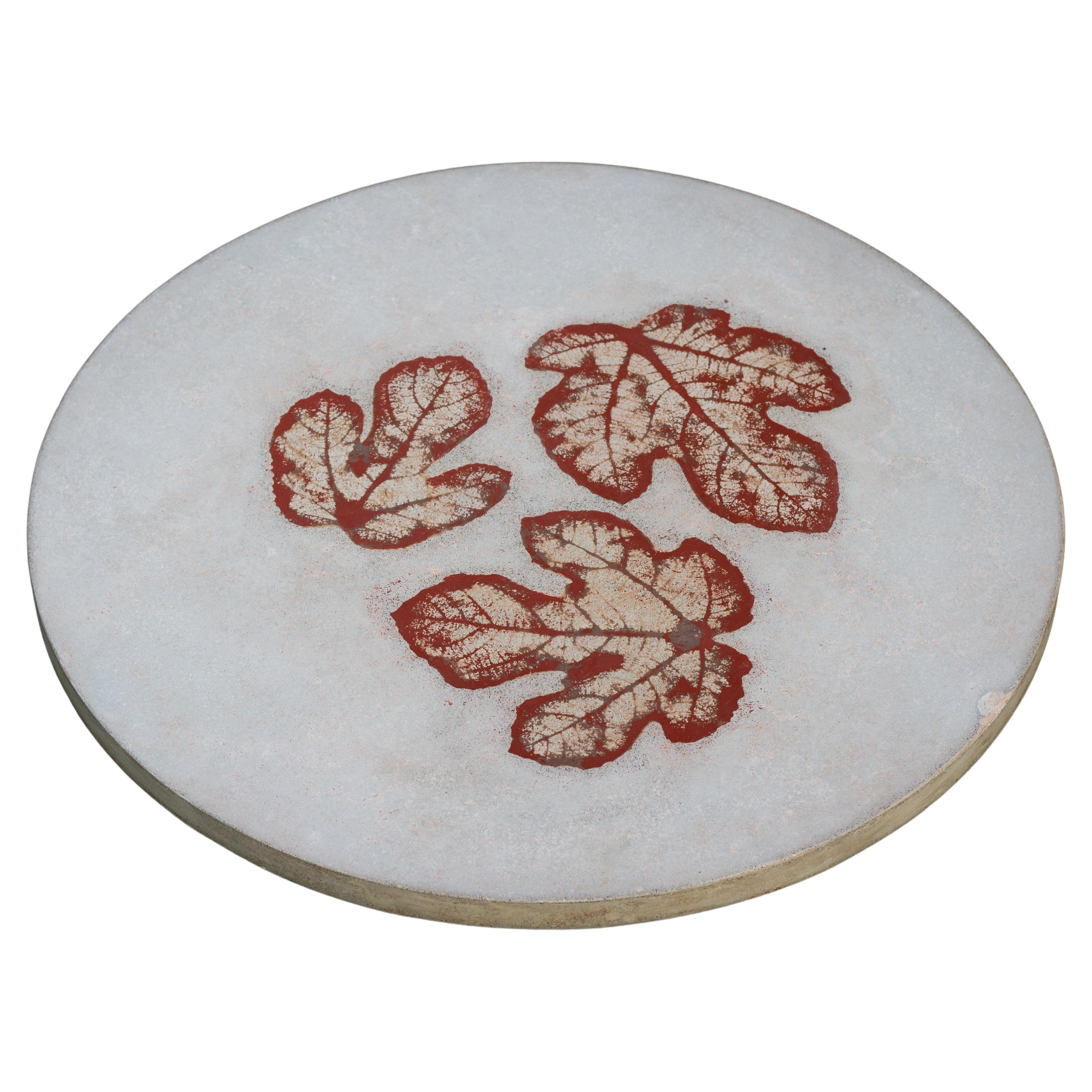 Small Concrete Top with Fig Leaf Imprints For Sale