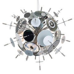 Small Confetti Chandelier: Black & White Glass by Avram Rusu Studio