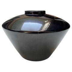 Small Conical Vase, Paul-Ami Bonifas Ceramic, Black Luster Earth -Circa 1930