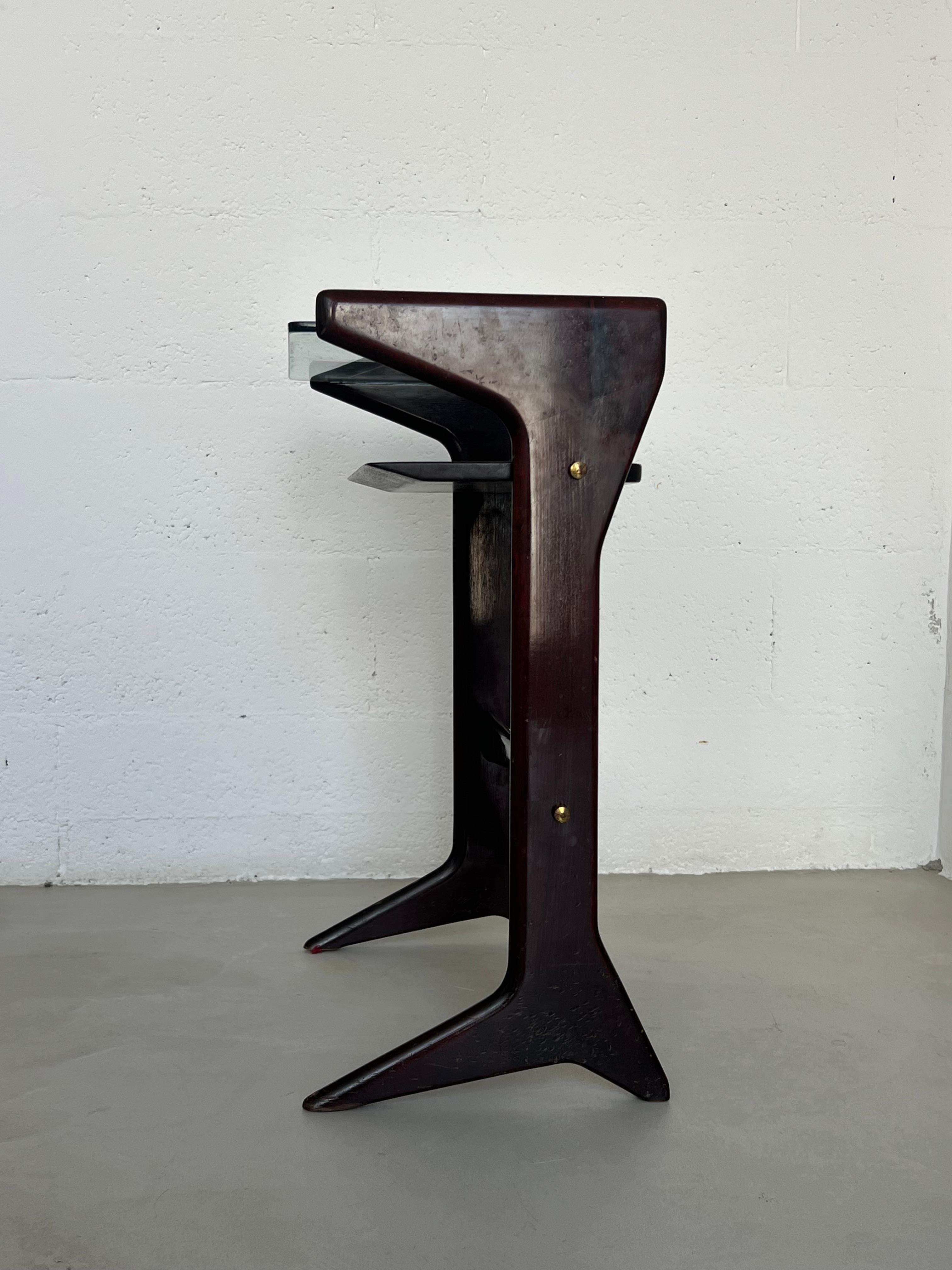 Small console/side table 1950s wood and glass Ico Parisi For Sale 3