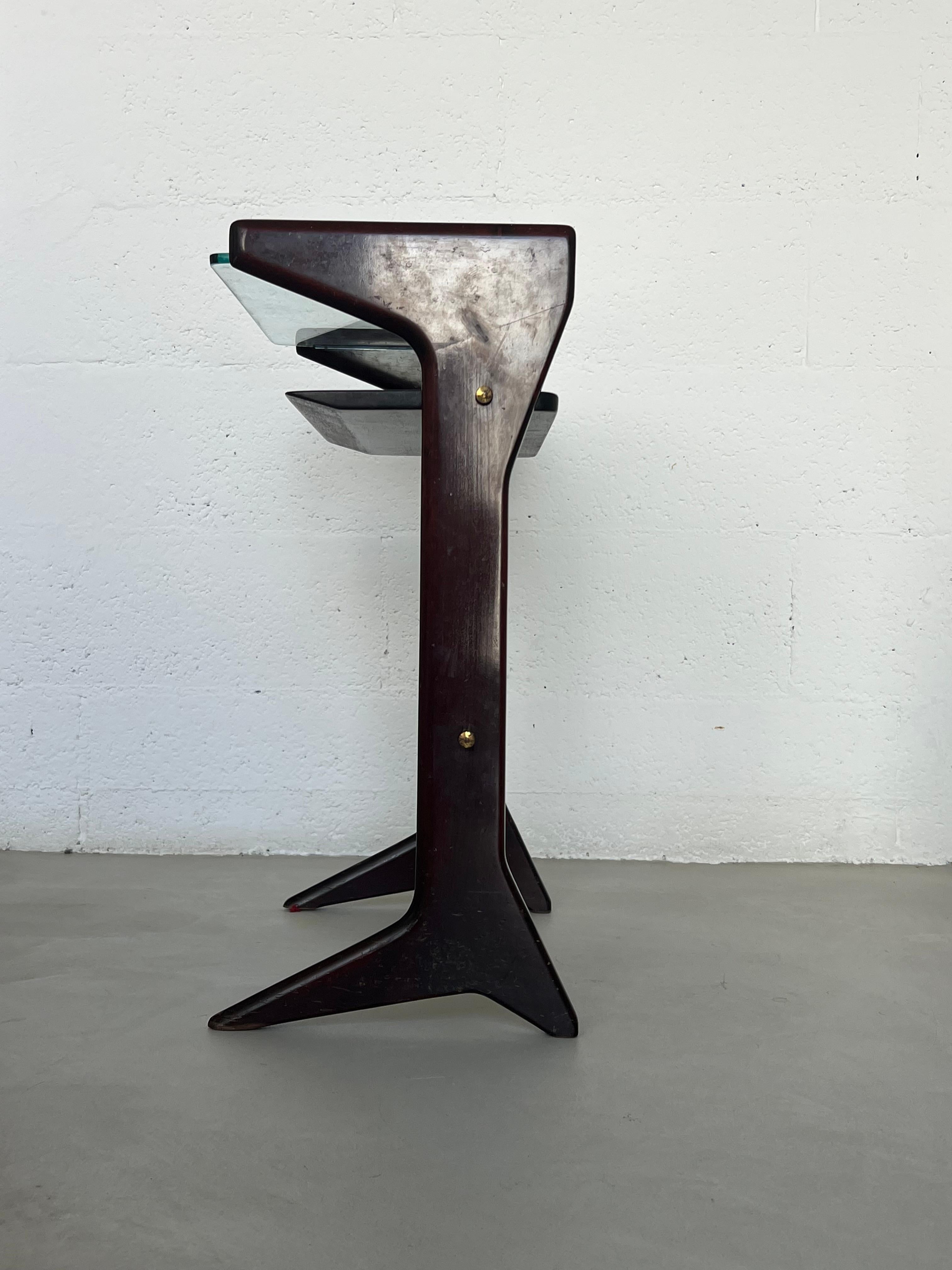 Small console/side table 1950s wood and glass Ico Parisi For Sale 4
