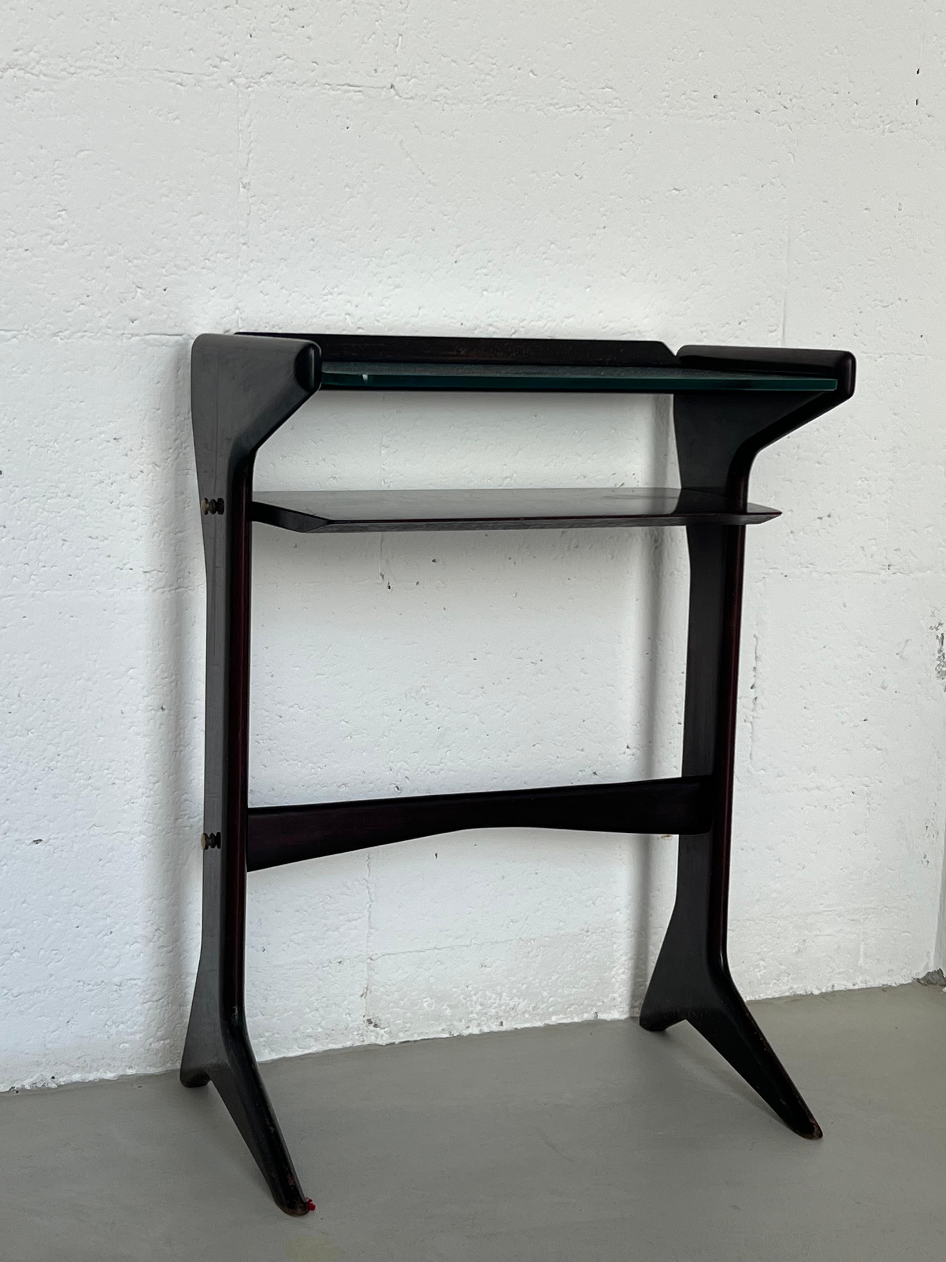Small console/side table 1950s wood and glass Ico Parisi For Sale 11