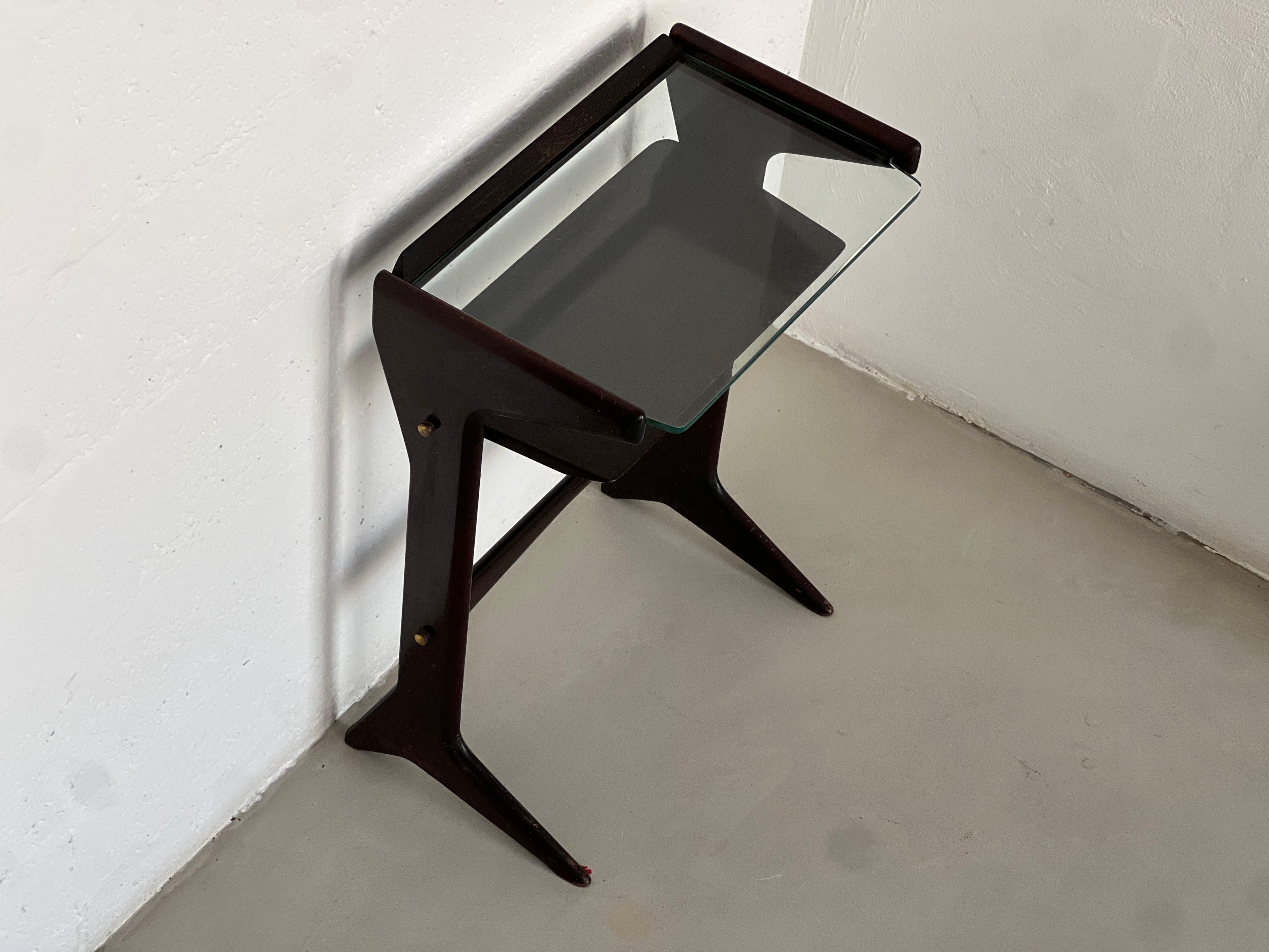 Small console/side table 1950s wood and glass Ico Parisi For Sale 12