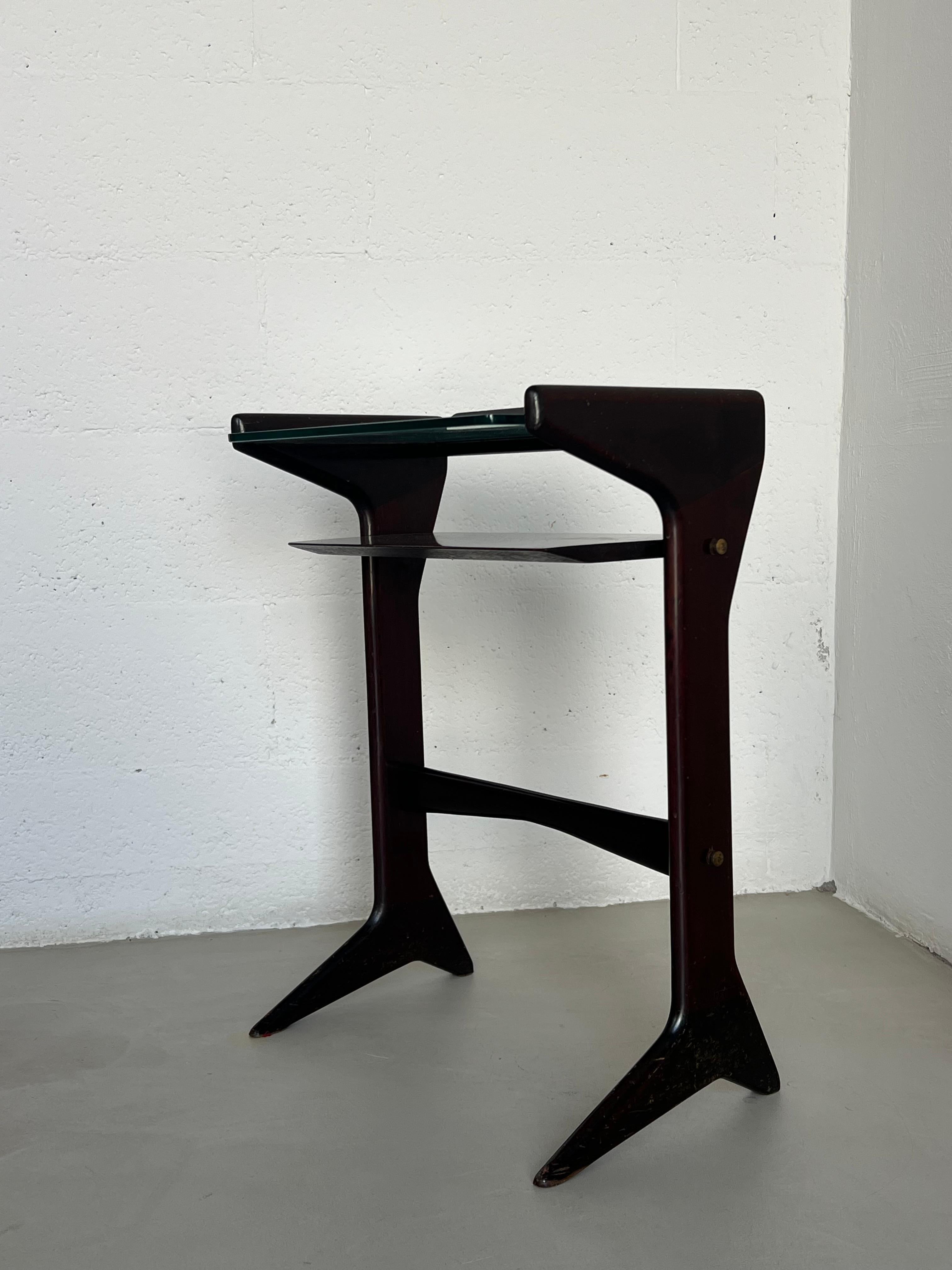 Small console/side table 1950s wood and glass Ico Parisi For Sale 1