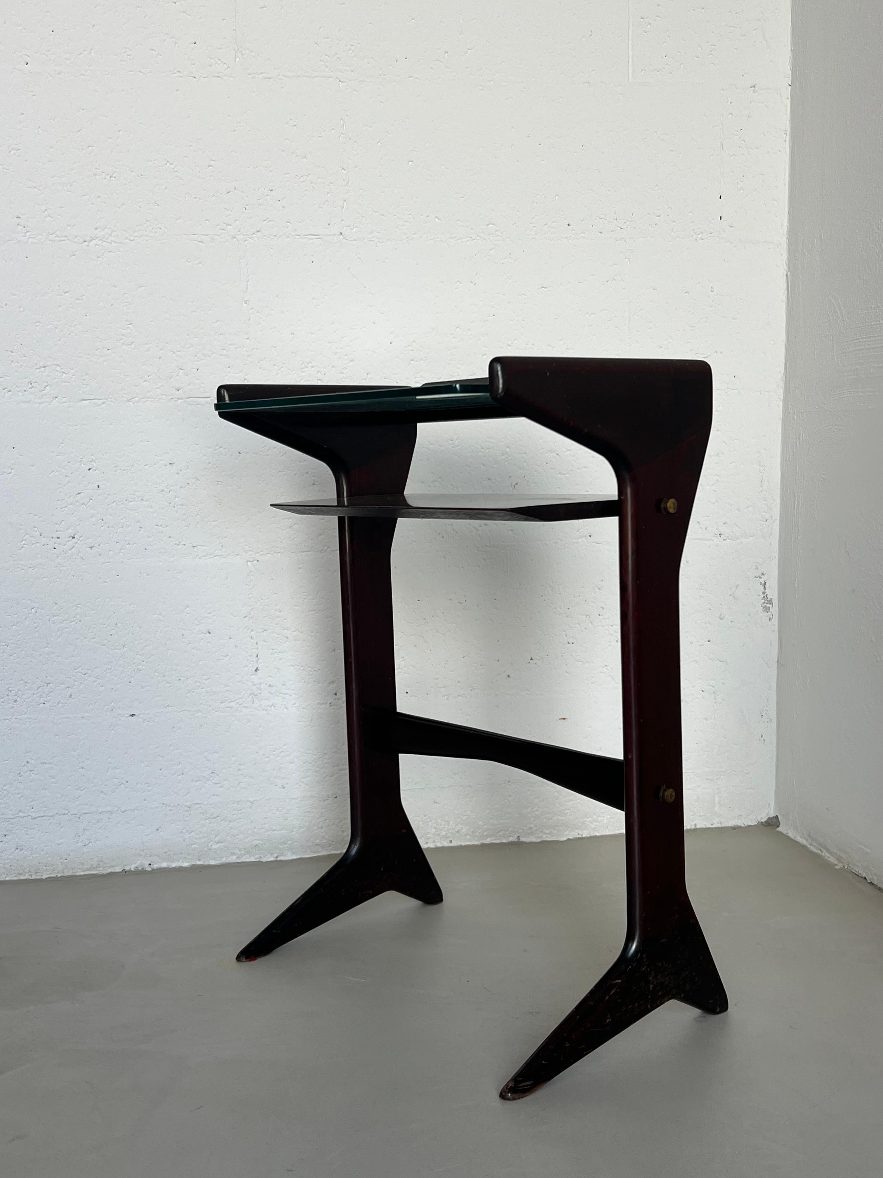 Small console/side table 1950s wood and glass Ico Parisi For Sale 2