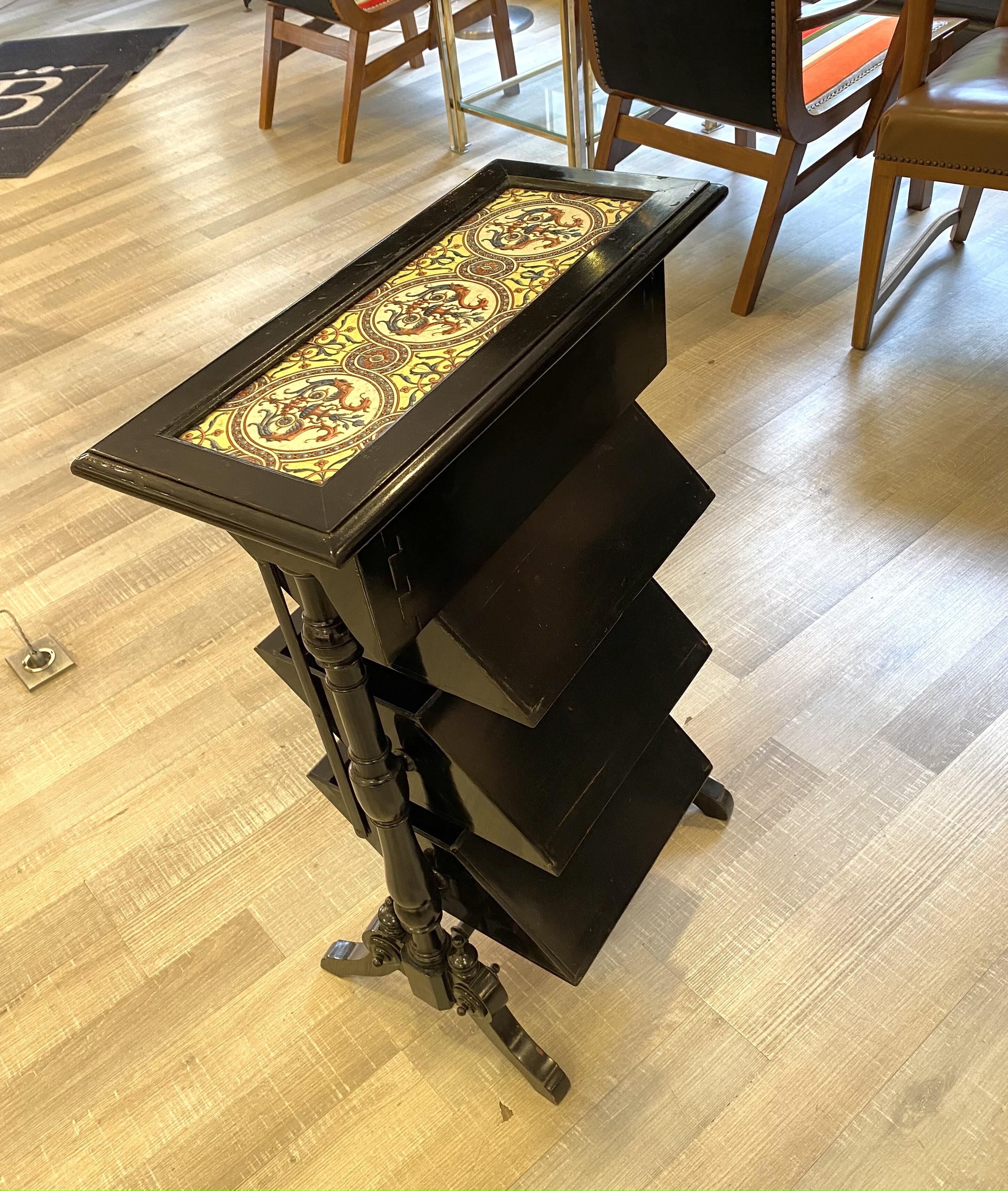 Austrian Small Console Table with Zsolnay Tiles For Sale