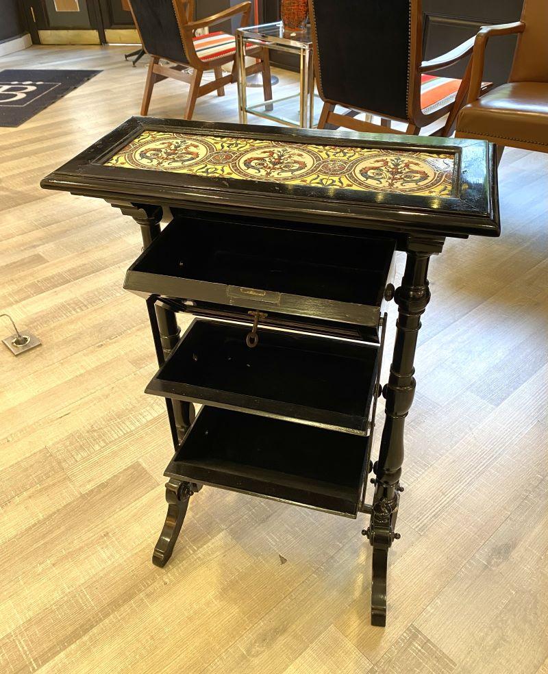 Small Console Table with Zsolnay Tiles For Sale 2