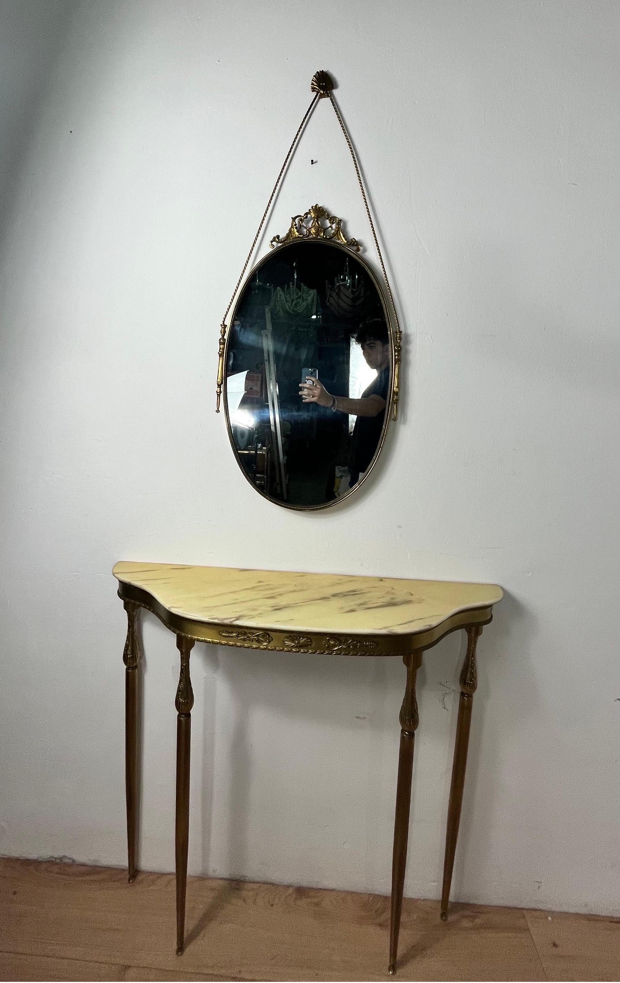 Small Console with Brass Mirror For Sale 5