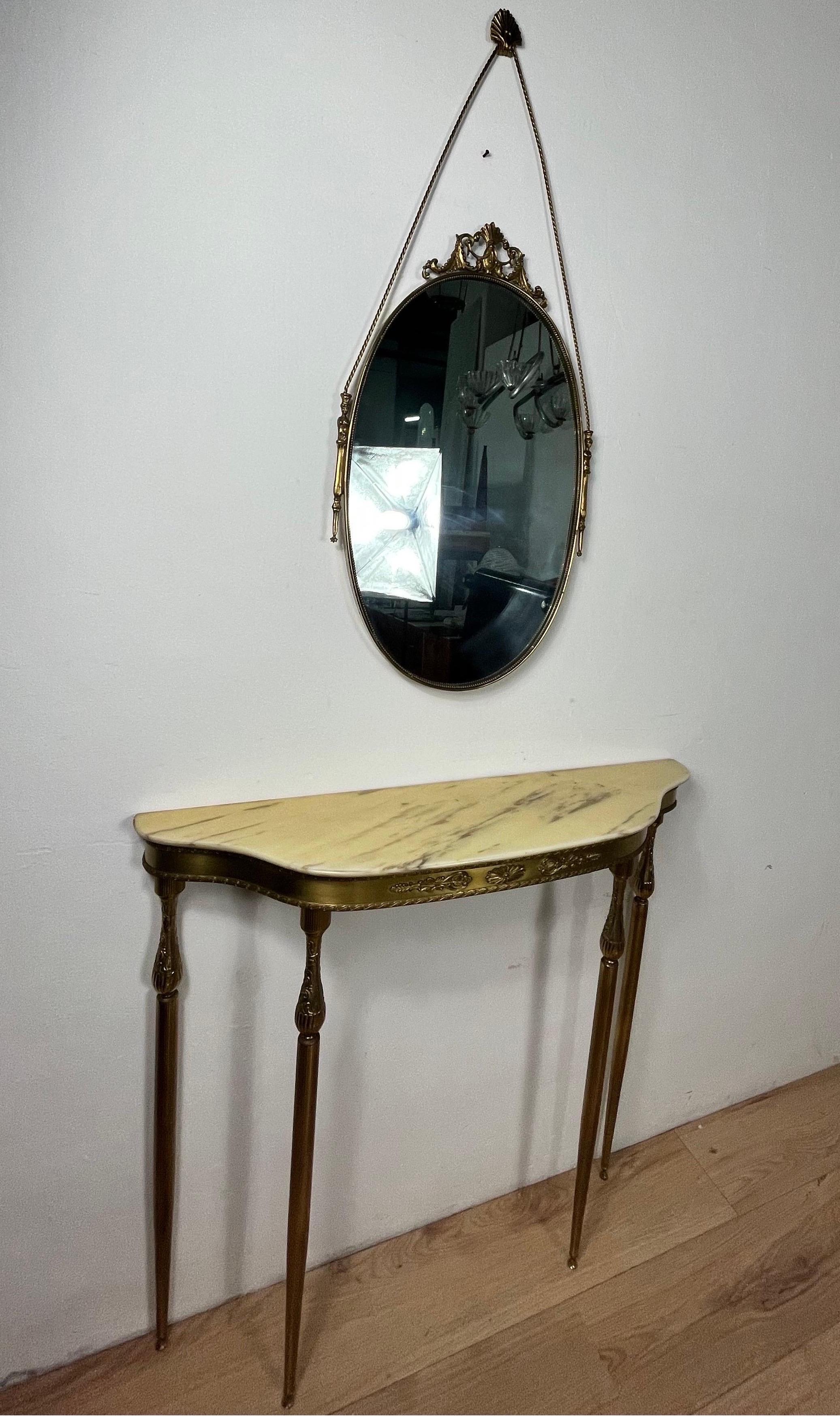 Small Console with Brass Mirror For Sale 3