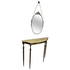 Petite console avec miroir en laiton