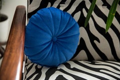 Small Contemporary Blue Velvet Pillow, Vintola Studio, Europe.