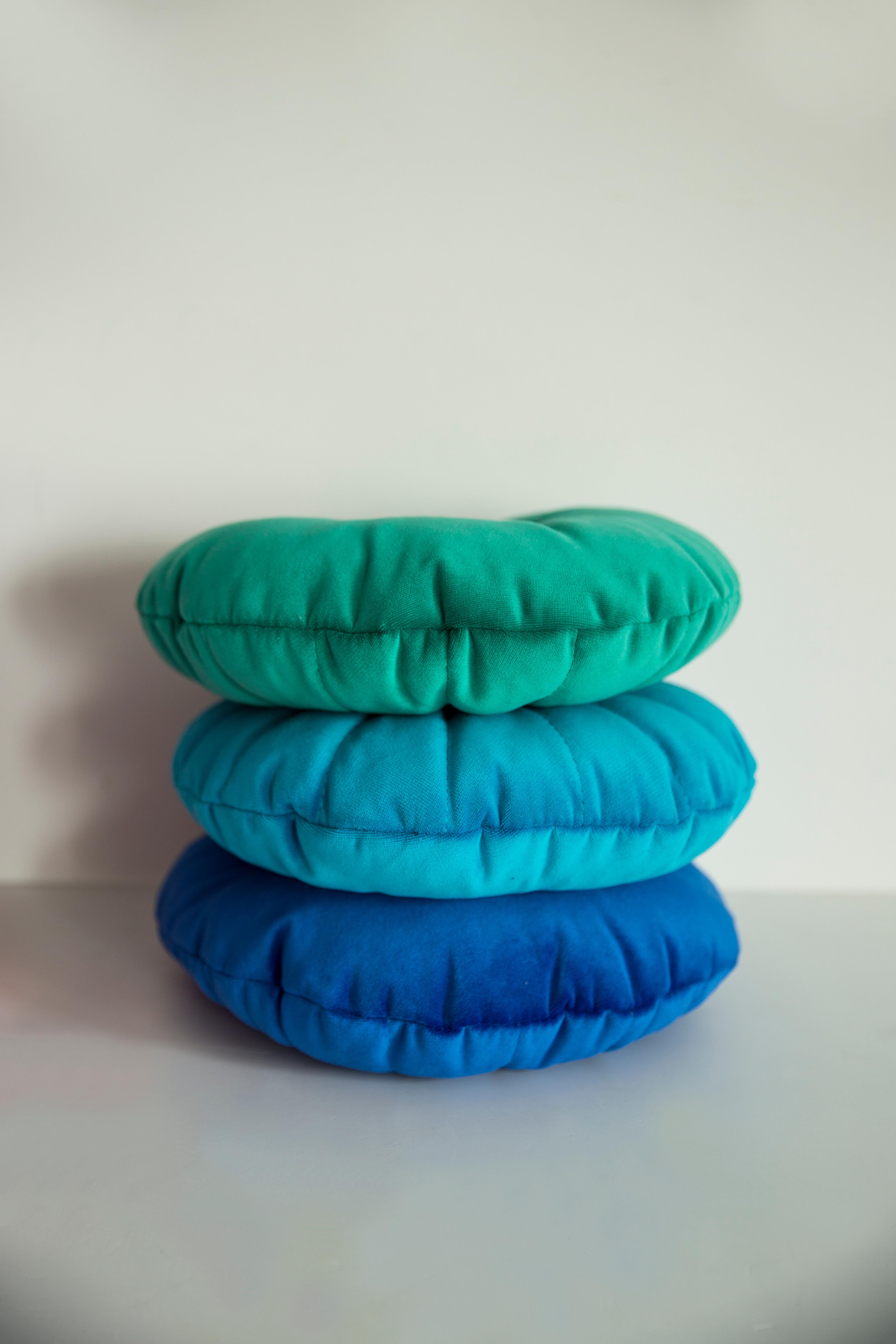 Polish Small Contemporary Blue Velvet Pillow, Vintola Studio, Europe.  For Sale