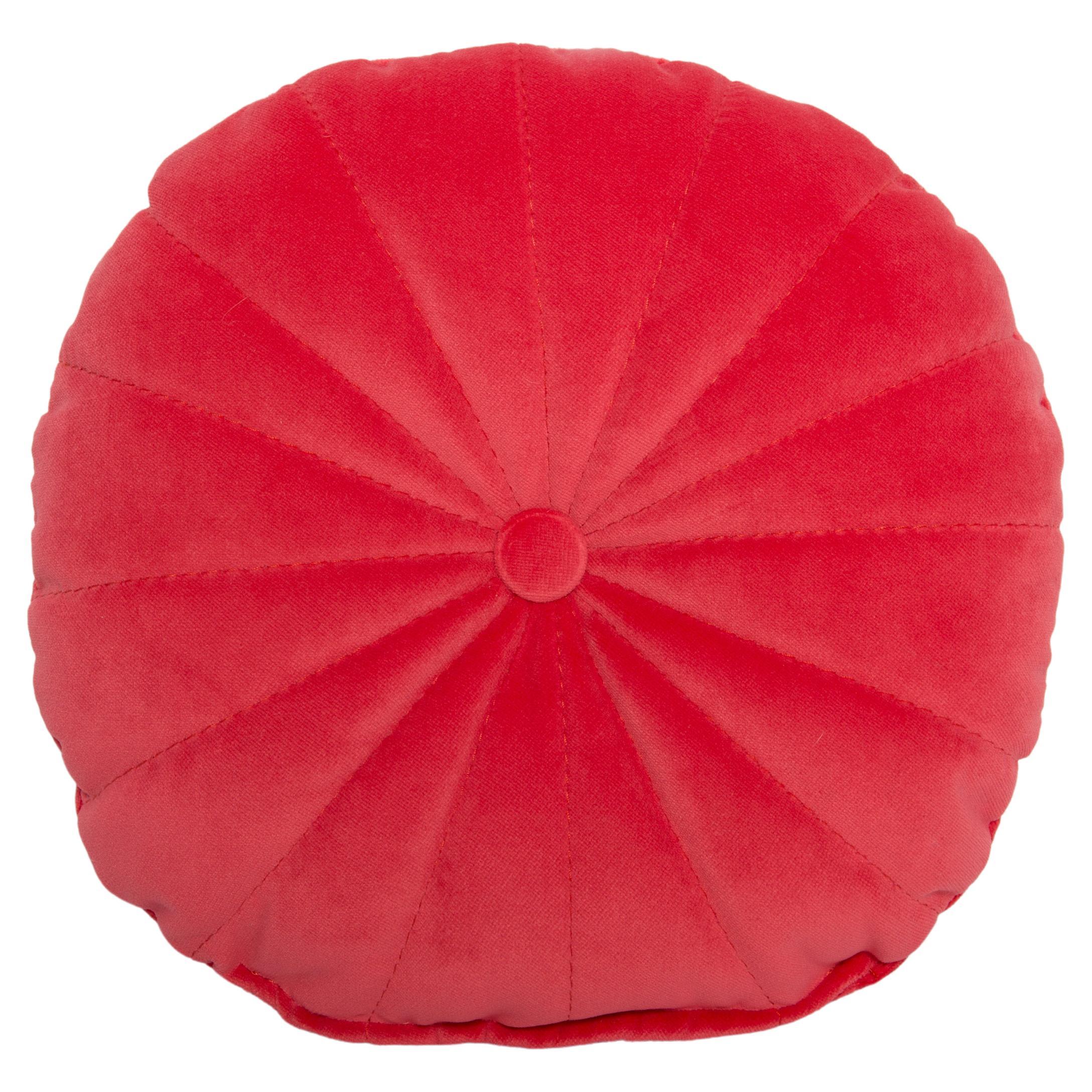 Small Contemporary Coral Pink Orange Velvet Pillow, Vintola Studio, Europe.  For Sale
