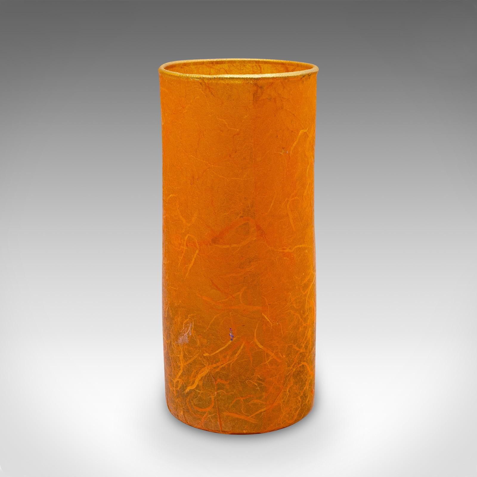 British Small Contemporary Decorative Vase, English, Straw Silk Art Glass, Flower Sleeve For Sale