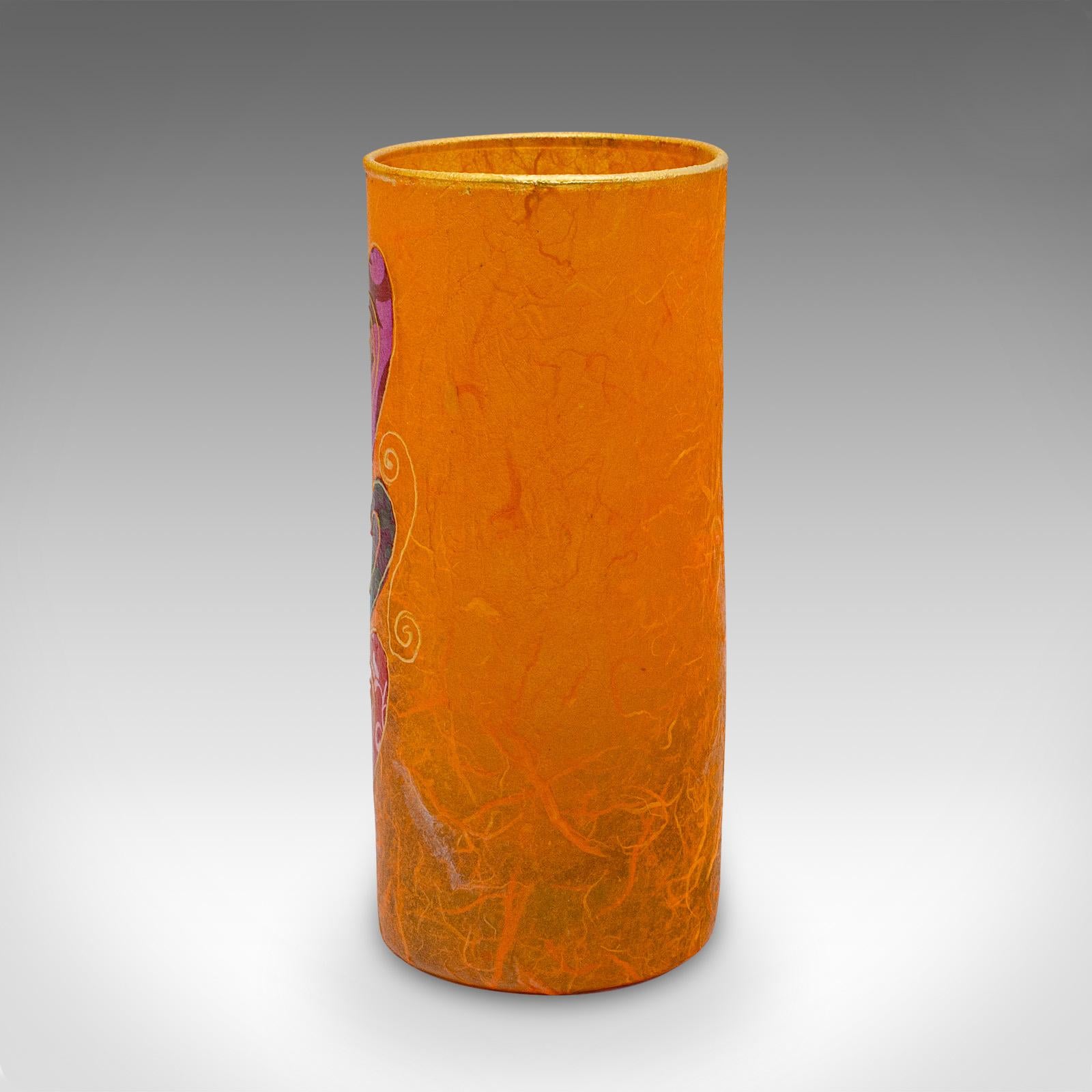 Kleine zeitgenössische dekorative Vase, Englisch, Stroh Seide Kunstglas, Blume Hülse im Zustand „Gut“ im Angebot in Hele, Devon, GB