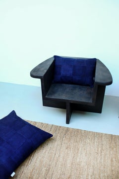 Small Contemporary Indigo Blue Cushion Cover - Handwoven in Mali