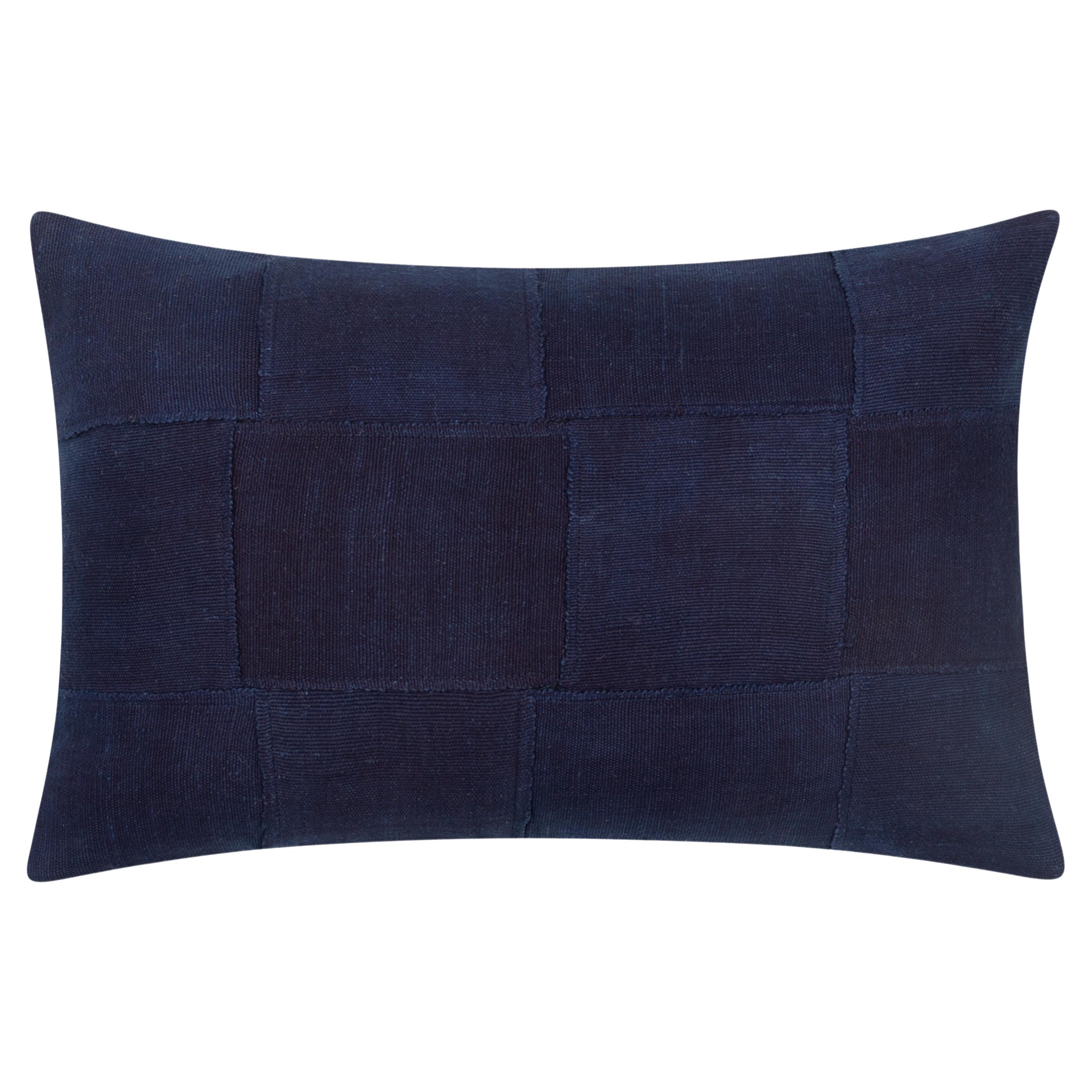 Small Contemporary Indigo Blue Cushion Cover - Handwoven in Mali  For Sale