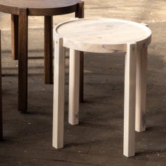 Small Contemporary Light Color Wood Side Table With Metal Details