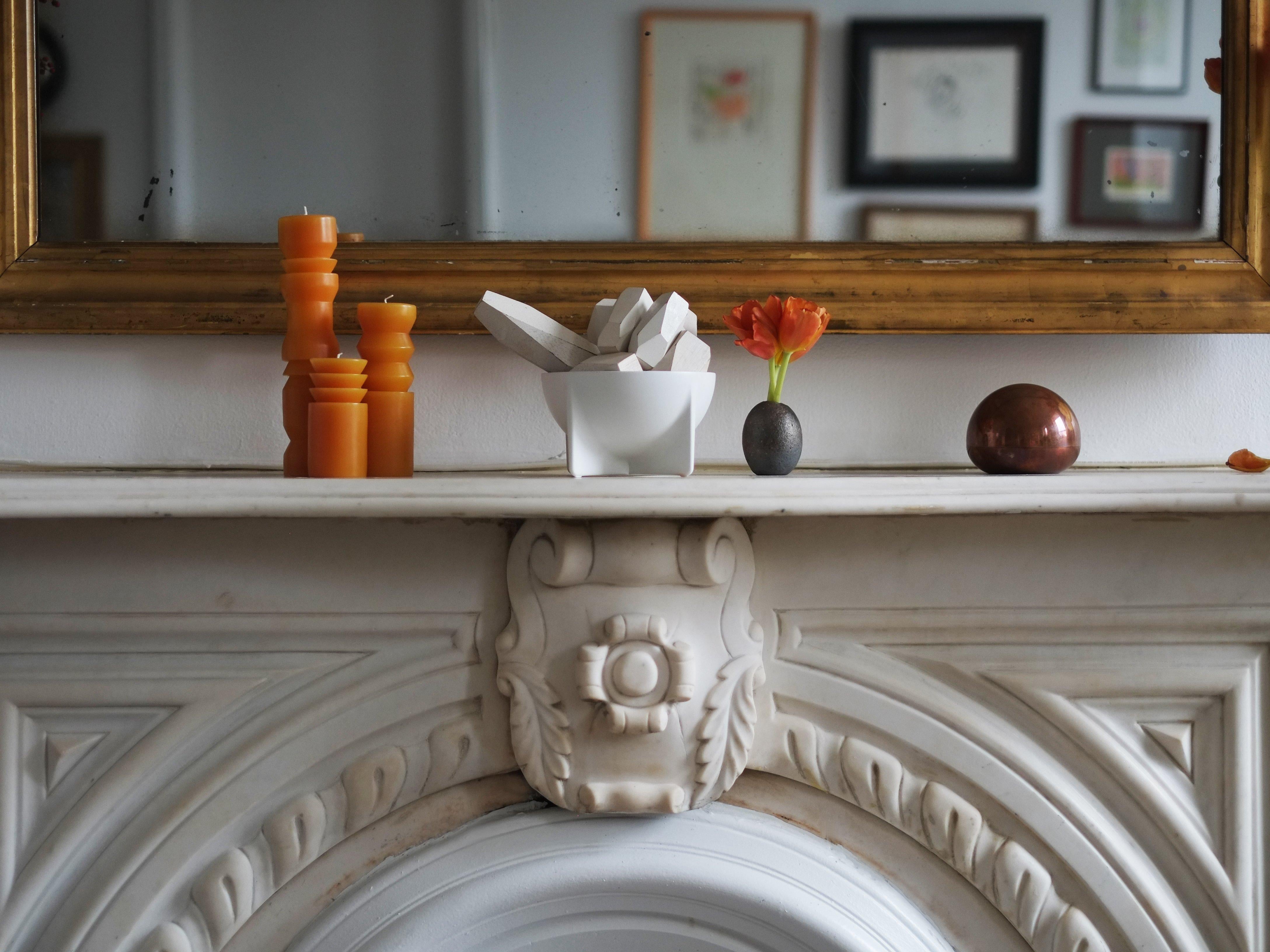 Small Contemporary White Standing Bowl by Fort Standard, in Stock In New Condition In Brooklyn, NY