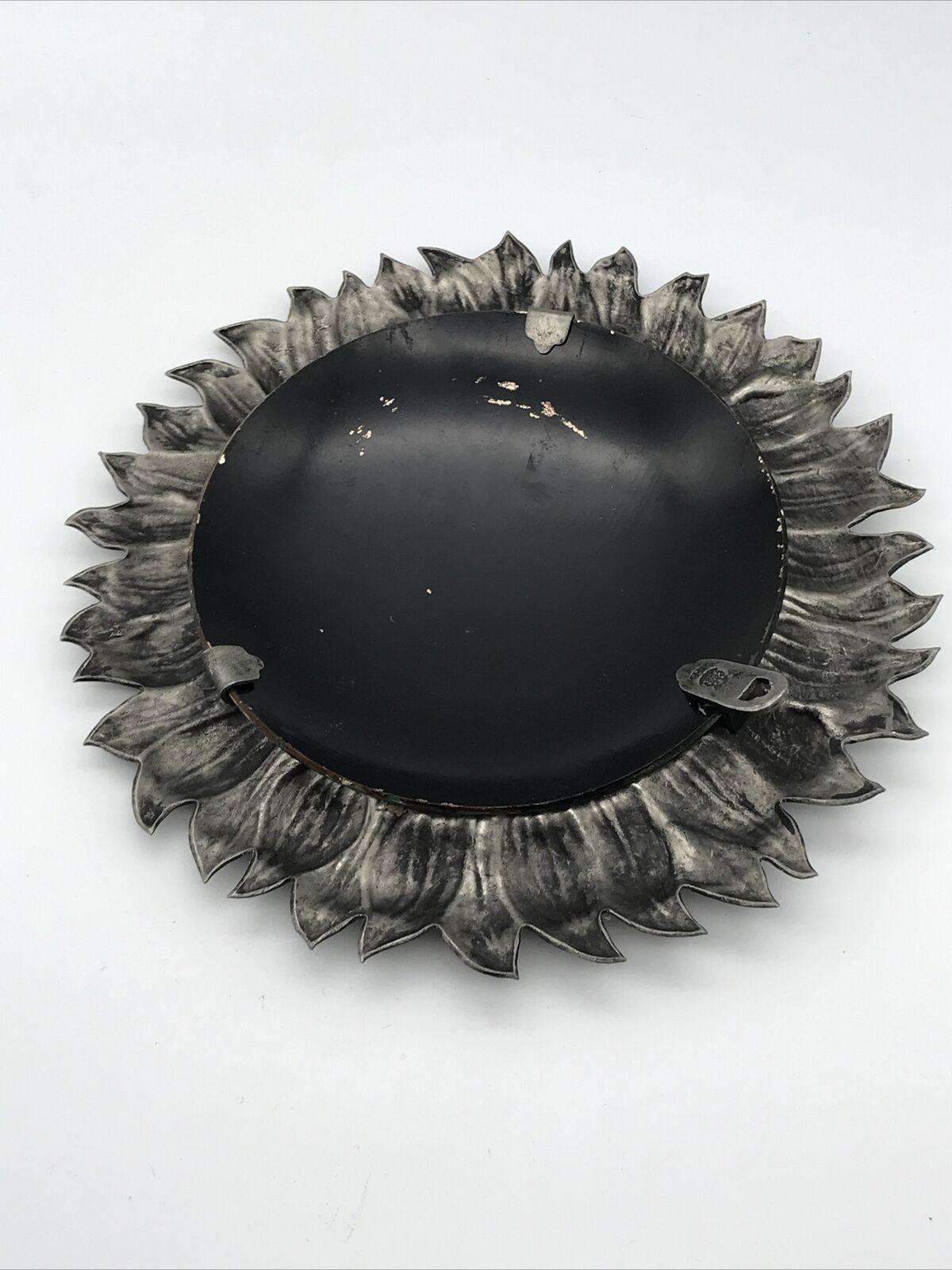 European Small Convex Mirror in Silver Pewter, with Flower Decoration, circa 1960-1970 For Sale