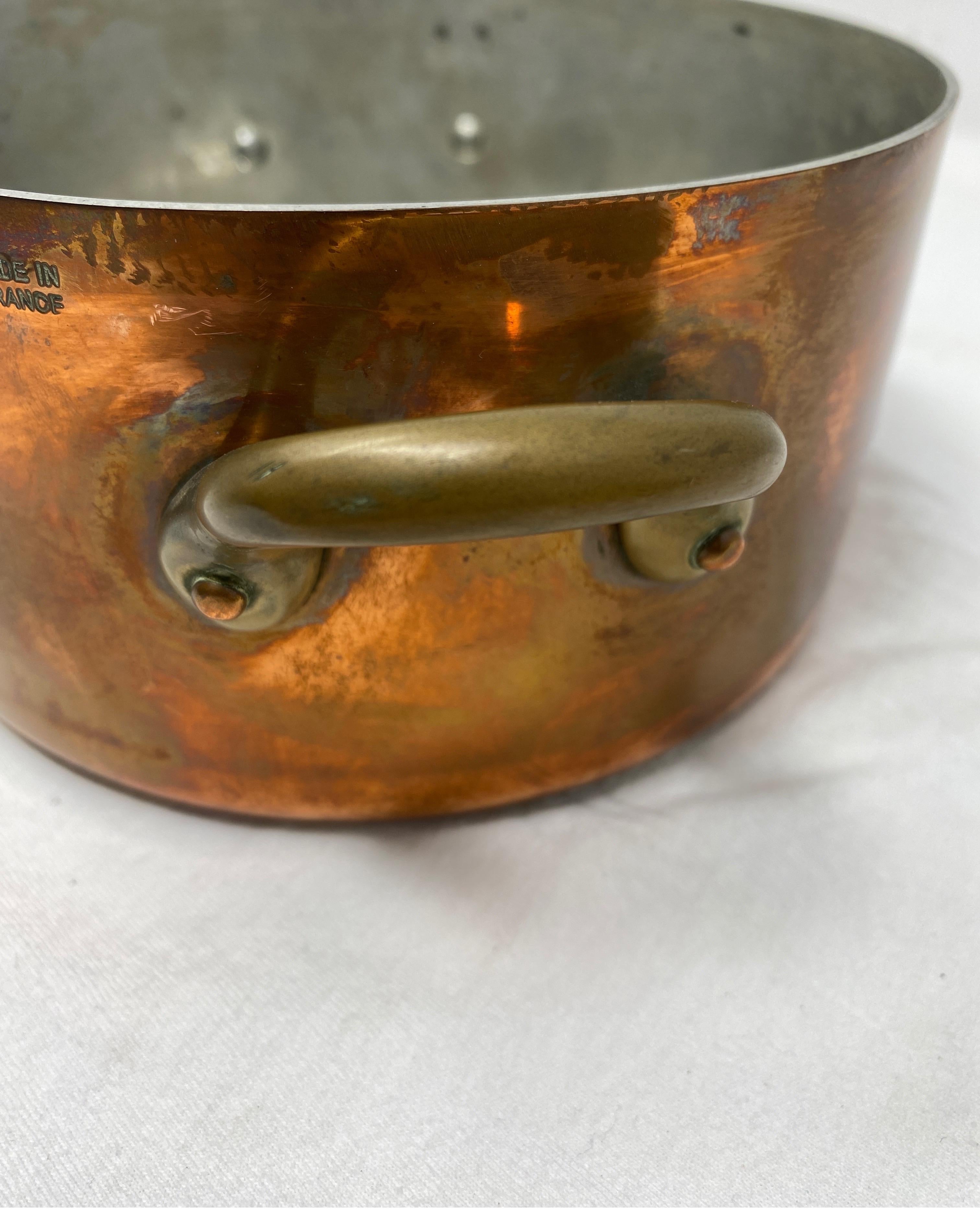 Small Copper Pot with Brass Handles and Lid 4
